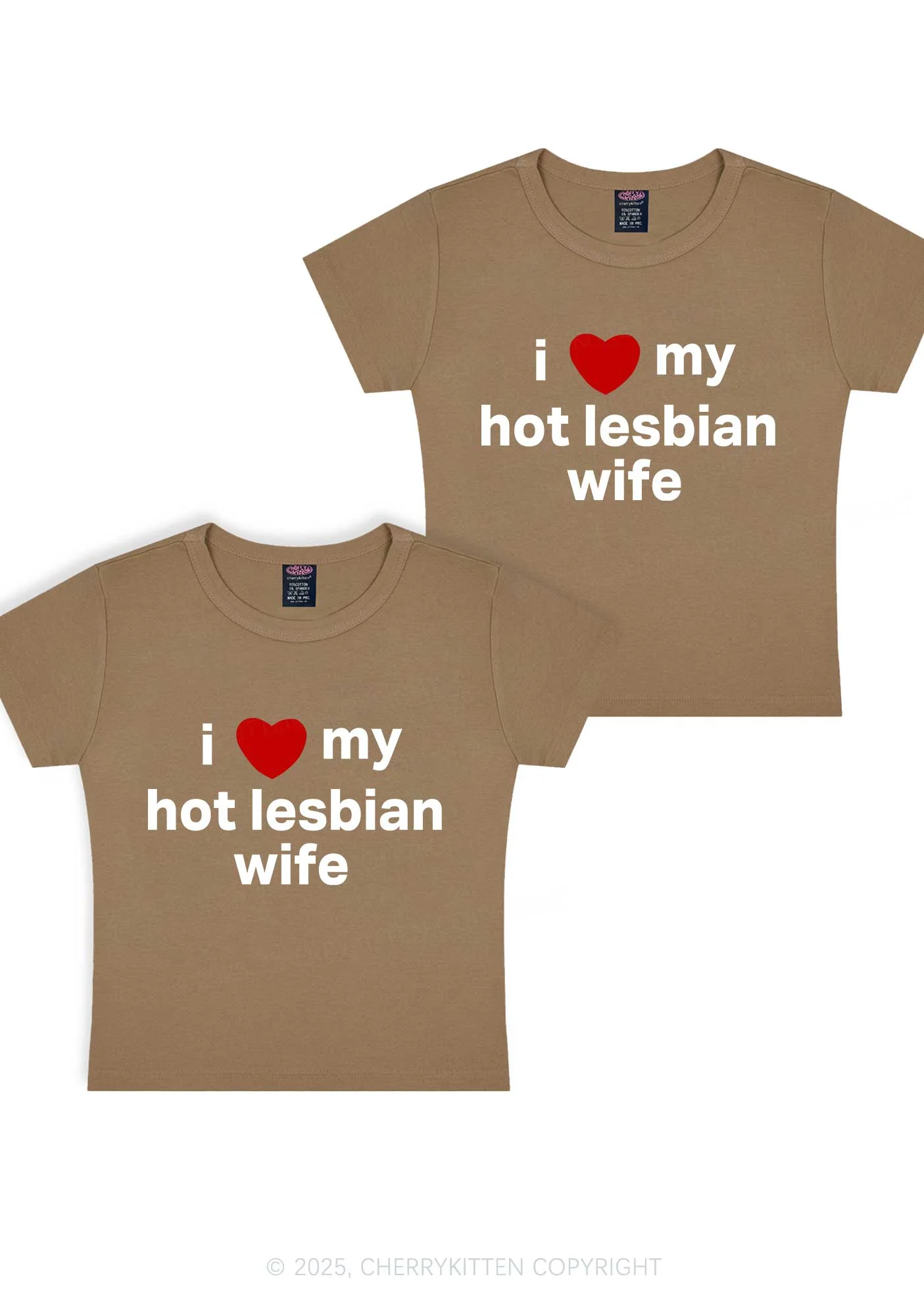 Love My Hot Lesbian Wife Y2K Valentine's Day Baby Tee Cherrykitten - Image 11