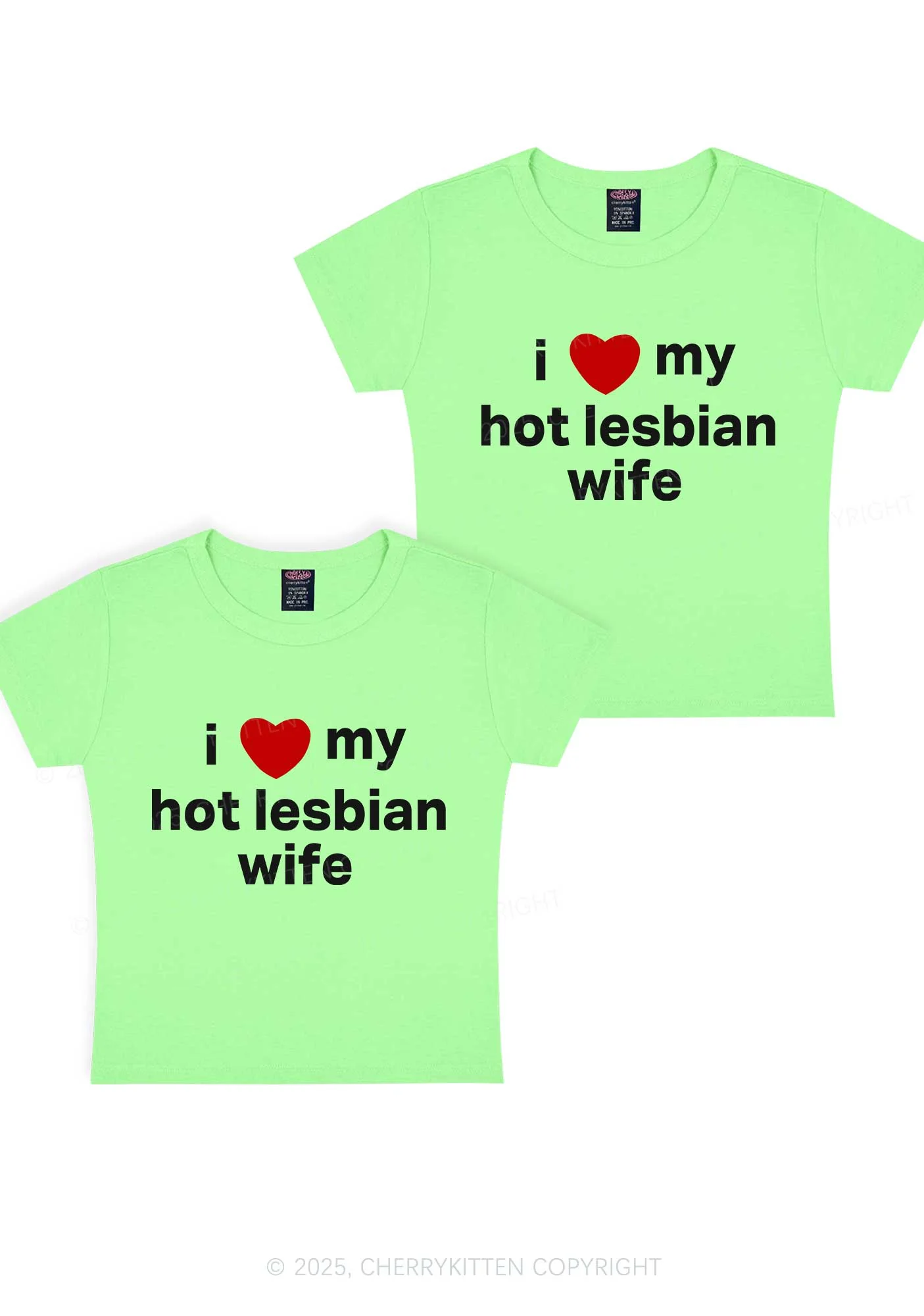 Love My Hot Lesbian Wife Y2K Valentine's Day Baby Tee Cherrykitten - Image 12