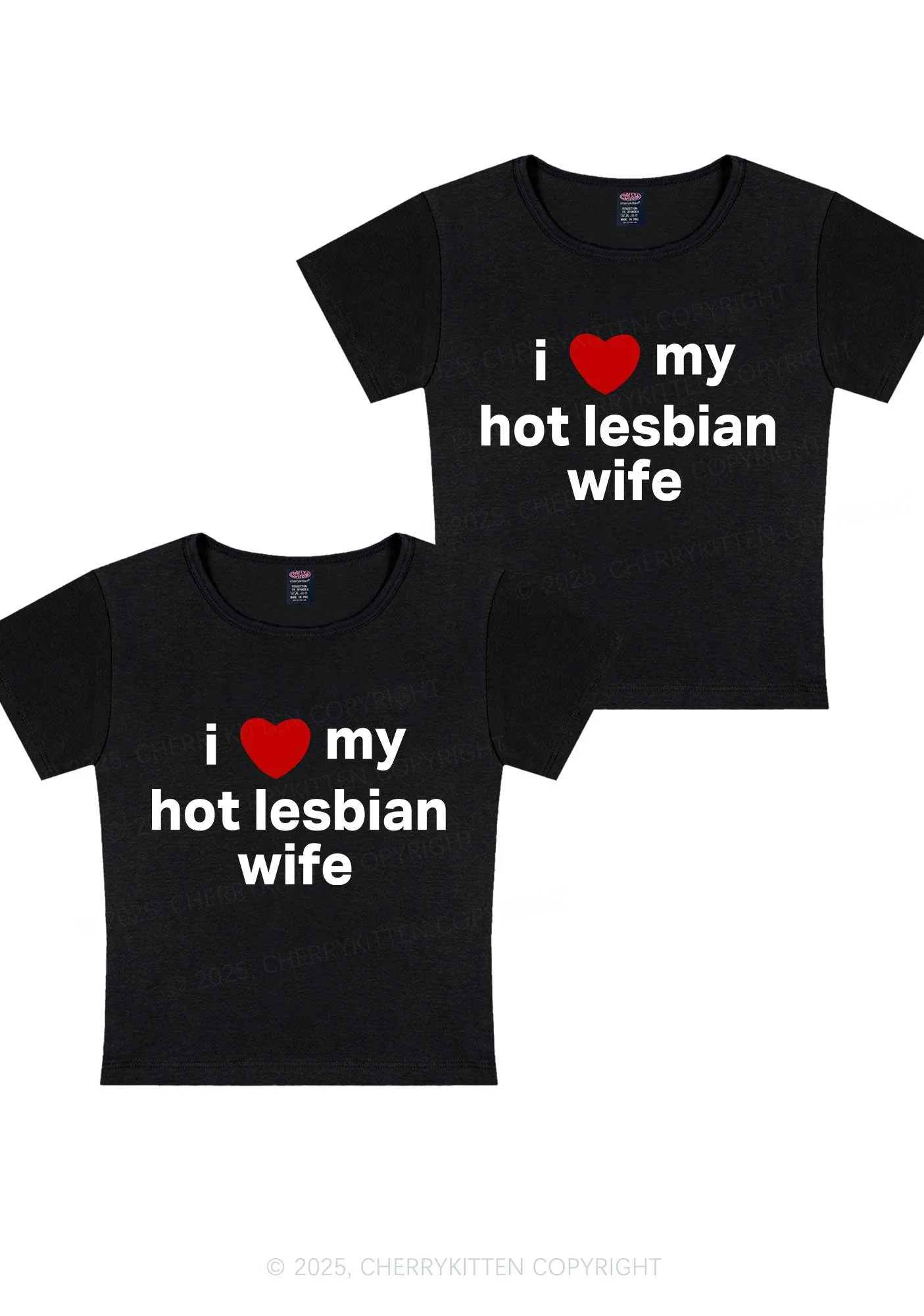 Love My Hot Lesbian Wife Y2K Valentine's Day Baby Tee Cherrykitten - Image 3