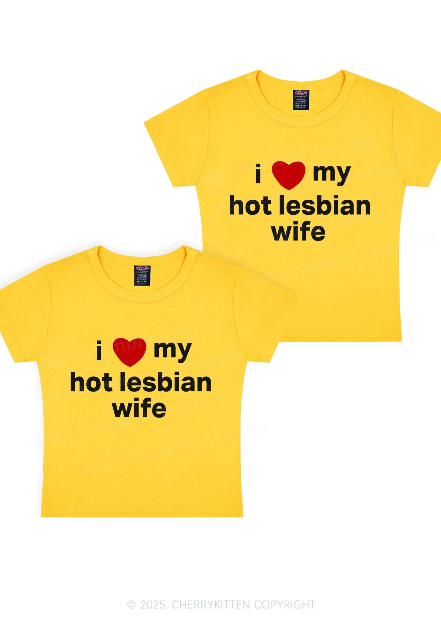 Love My Hot Lesbian Wife Y2K Valentine's Day Baby Tee Cherrykitten - Image 4