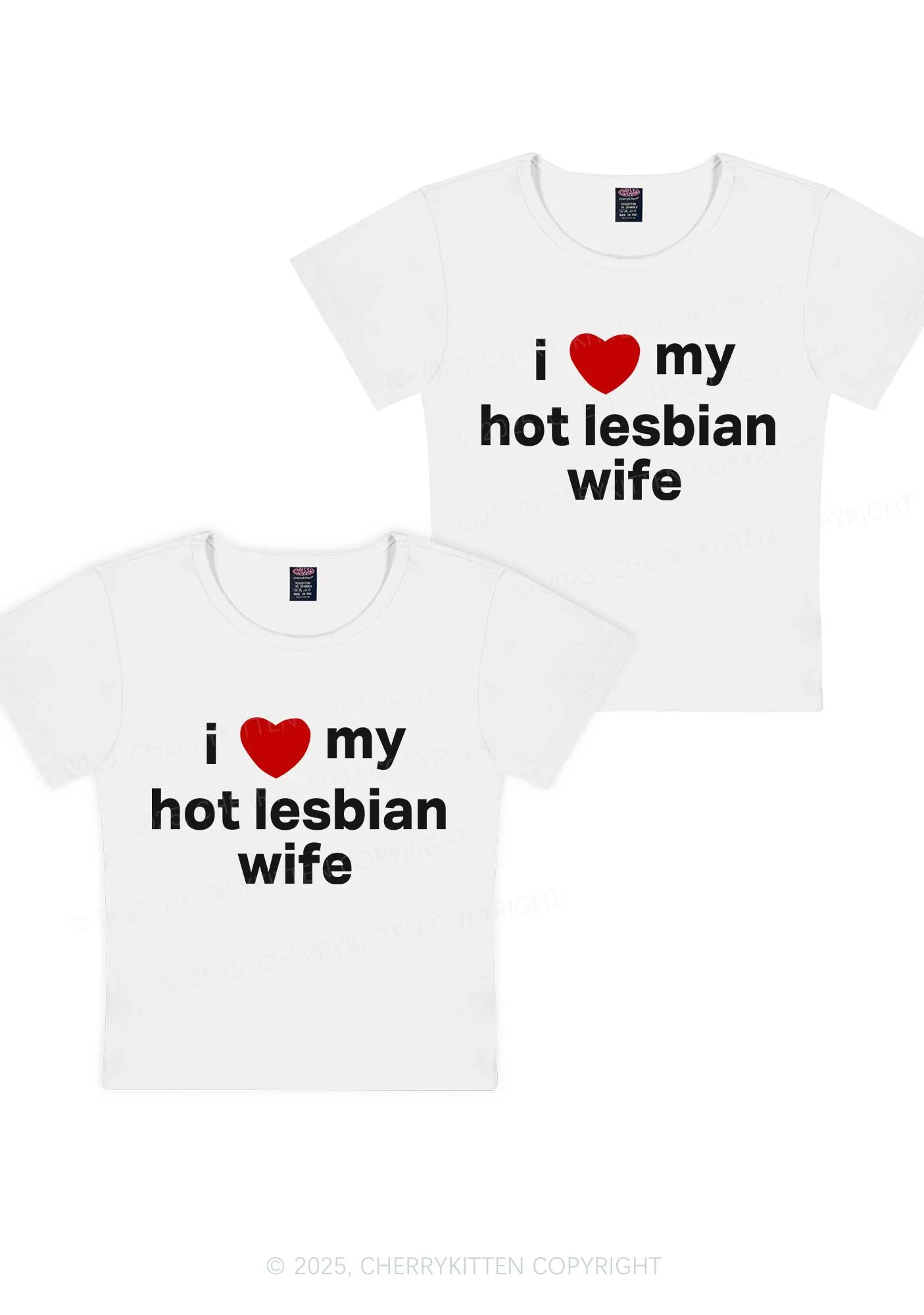 Love My Hot Lesbian Wife Y2K Valentine's Day Baby Tee Cherrykitten - Image 5