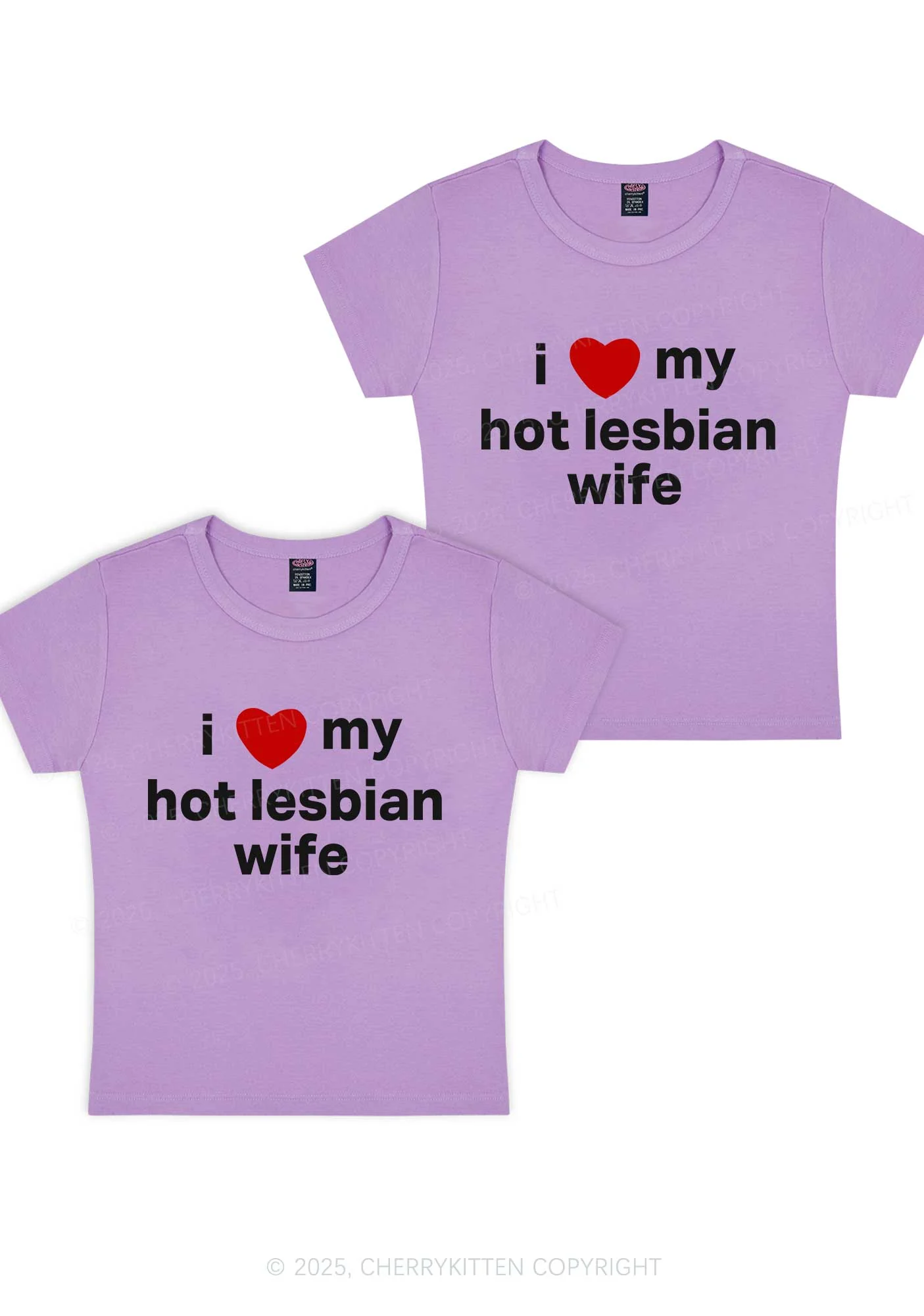 Love My Hot Lesbian Wife Y2K Valentine's Day Baby Tee Cherrykitten - Image 7