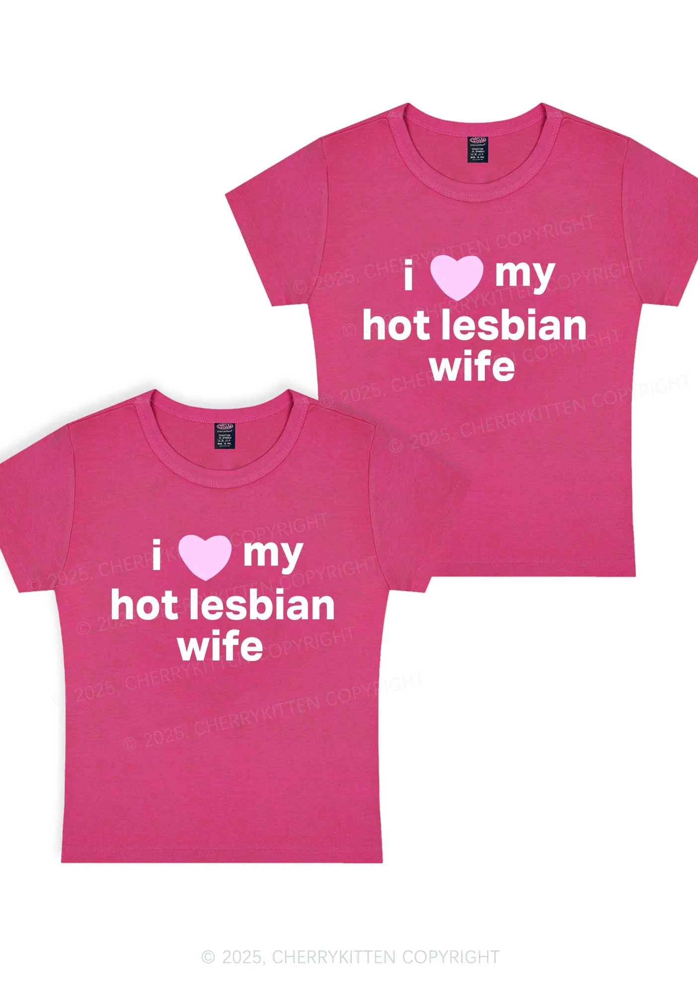 Love My Hot Lesbian Wife Y2K Valentine's Day Baby Tee Cherrykitten - Image 8