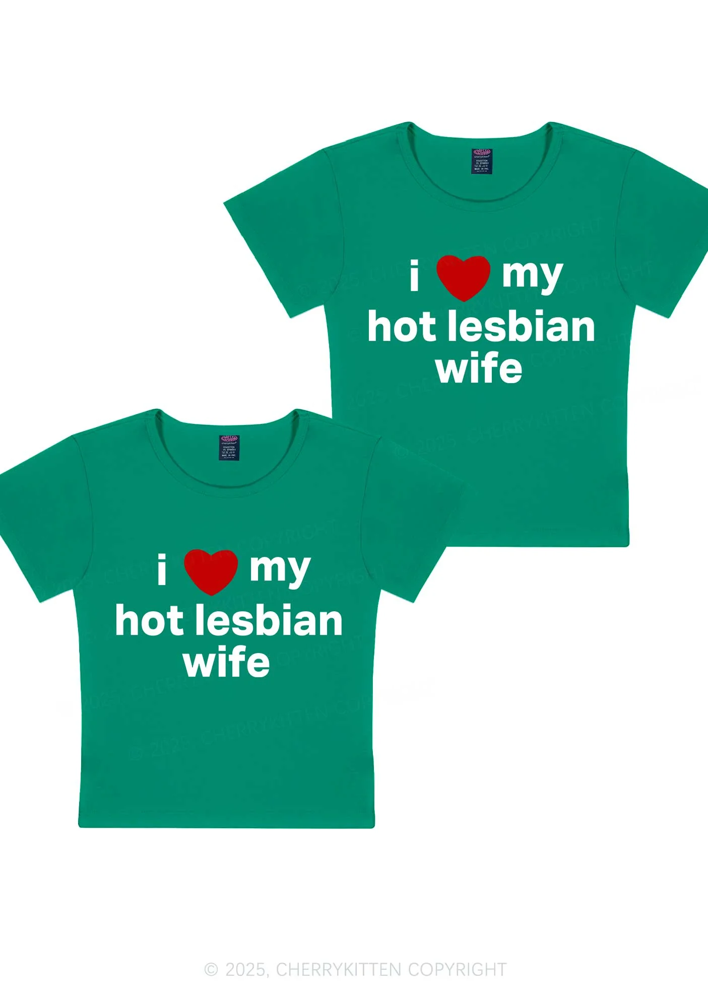 Love My Hot Lesbian Wife Y2K Valentine's Day Baby Tee Cherrykitten - Image 9