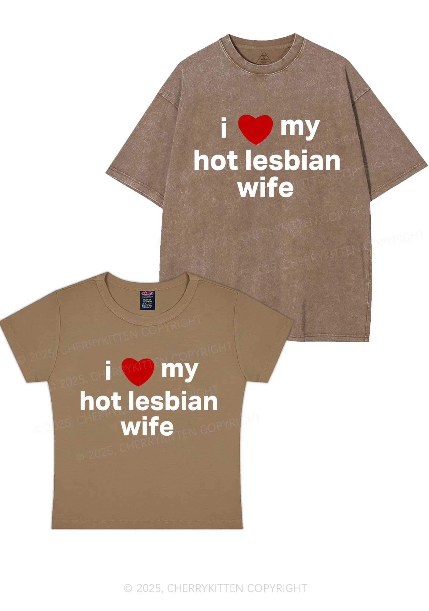 Love My Hot Lesbian Wife Y2K Valentine's Day Couple Shirt Cherrykitten - Image 9