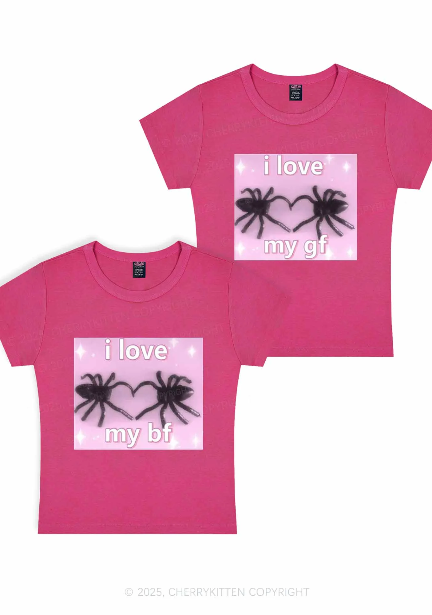 Love My Spider BF GF Y2K Valentine's Day Baby Tee Cherrykitten - Image 2