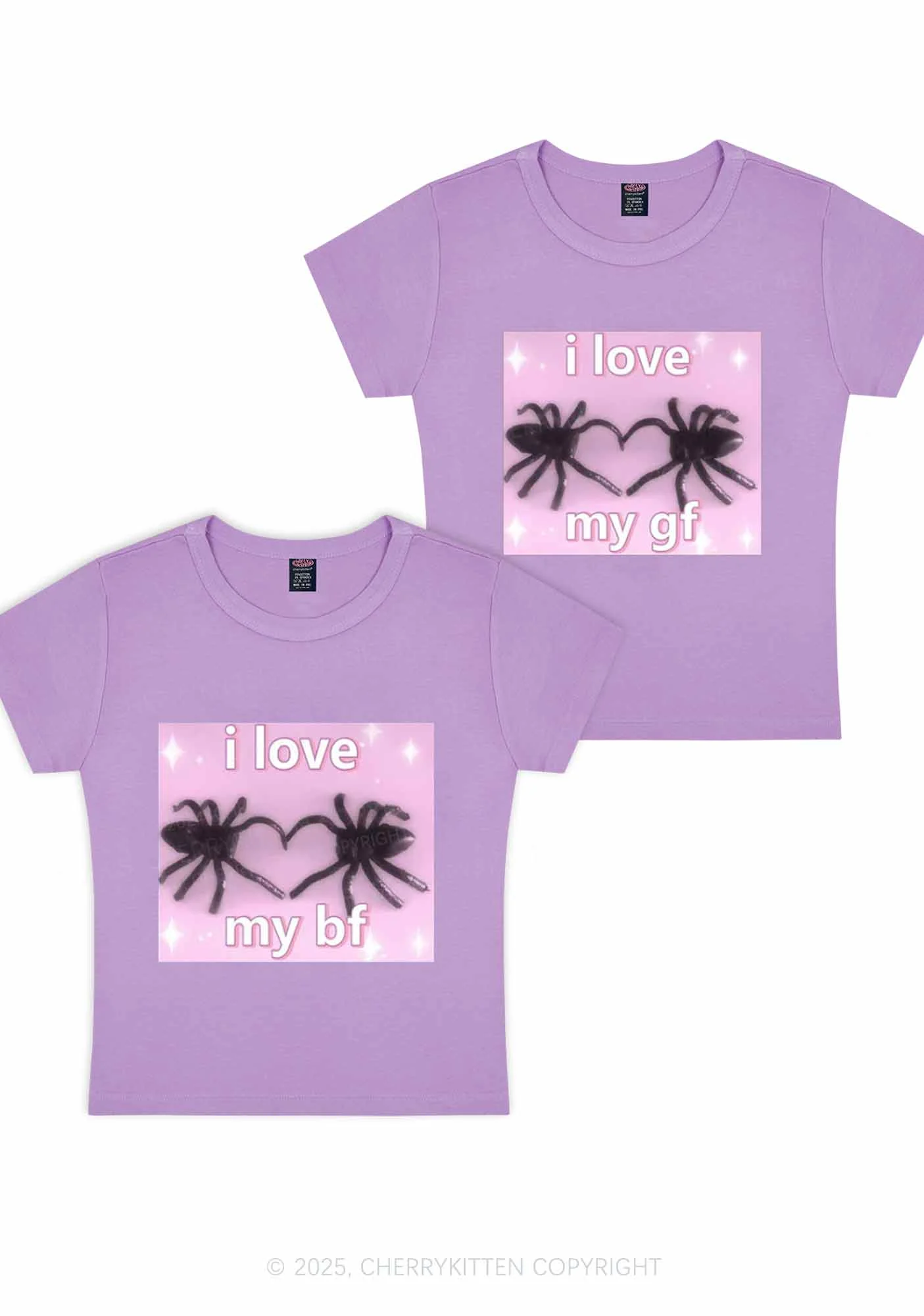 Love My Spider BF GF Y2K Valentine's Day Baby Tee Cherrykitten - Image 3