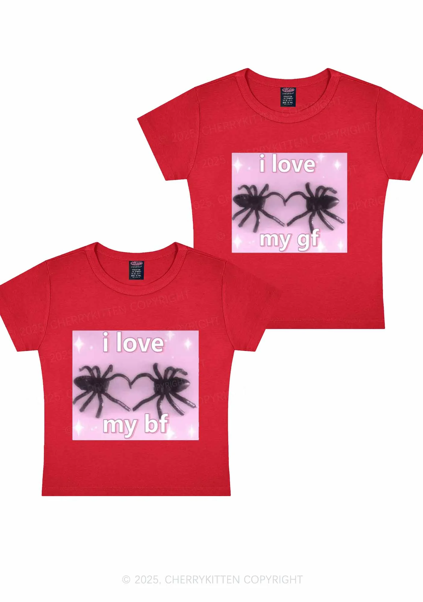 Love My Spider BF GF Y2K Valentine's Day Baby Tee Cherrykitten - Image 4