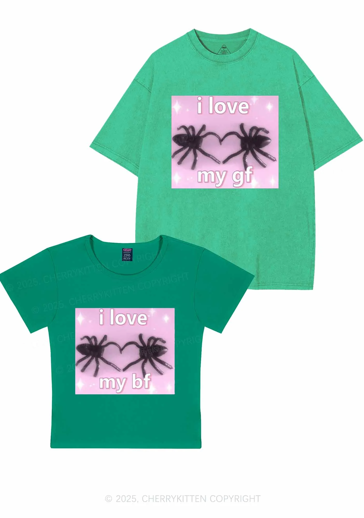 Love My Spider BF GF Y2K Valentine's Day Couple Shirt Cherrykitten - Image 10