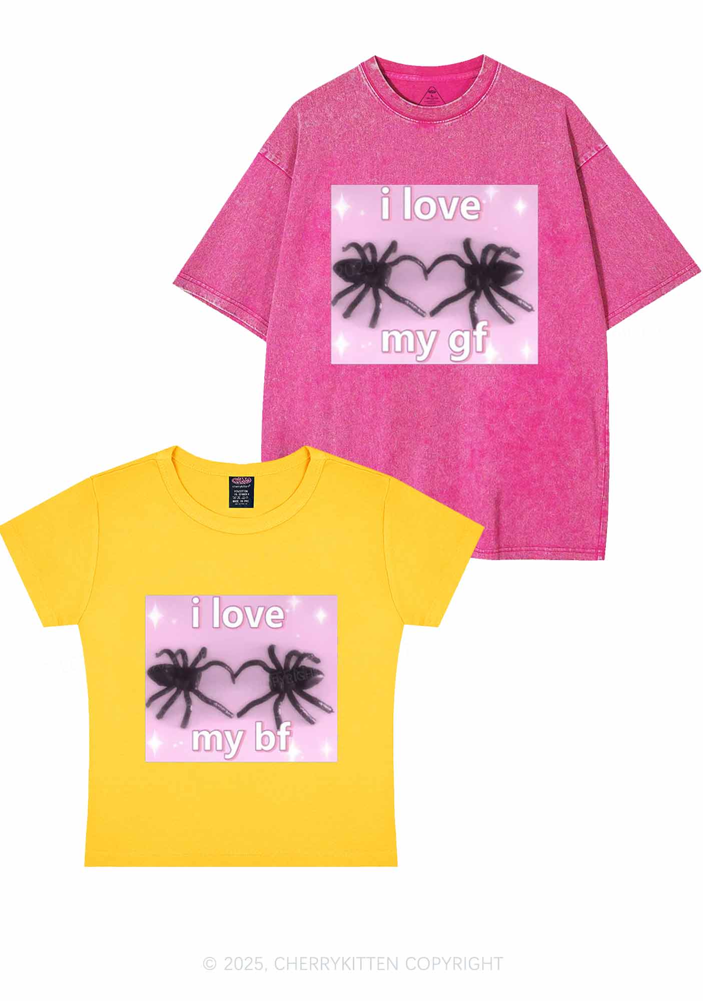 Love My Spider BF GF Y2K Valentine's Day Couple Shirt Cherrykitten - Image 4