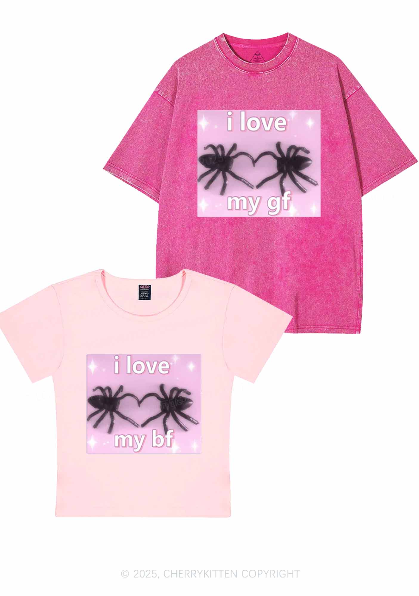 Love My Spider BF GF Y2K Valentine's Day Couple Shirt Cherrykitten - Image 7
