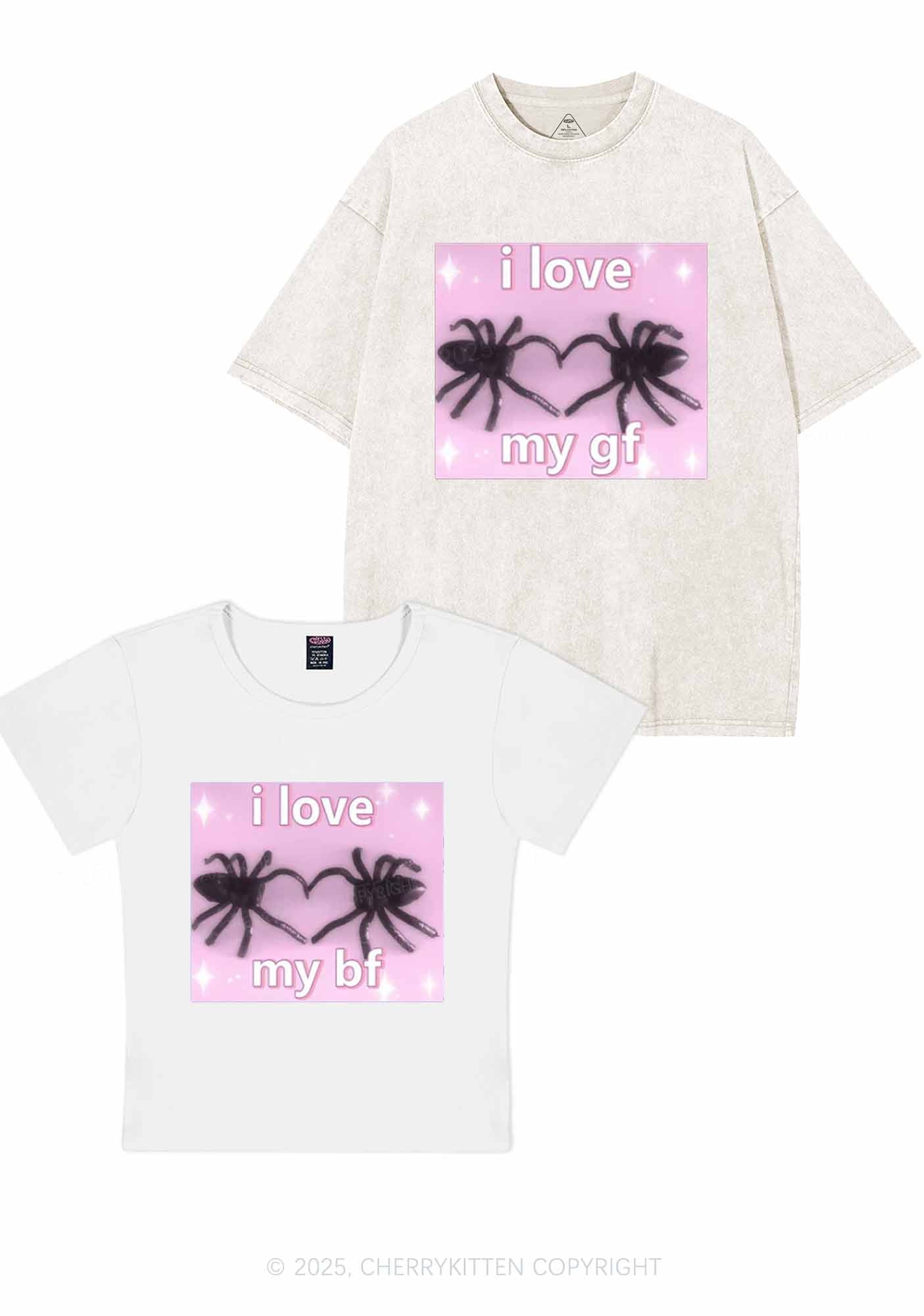 Love My Spider BF GF Y2K Valentine's Day Couple Shirt Cherrykitten - Image 8