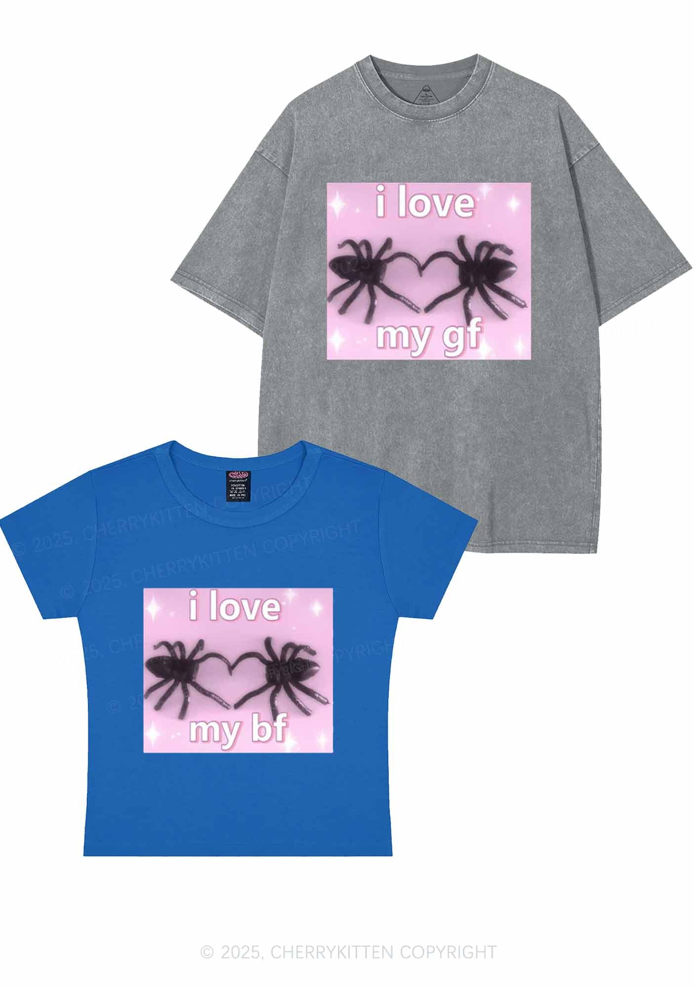 Love My Spider BF GF Y2K Valentine's Day Couple Shirt Cherrykitten - Image 9