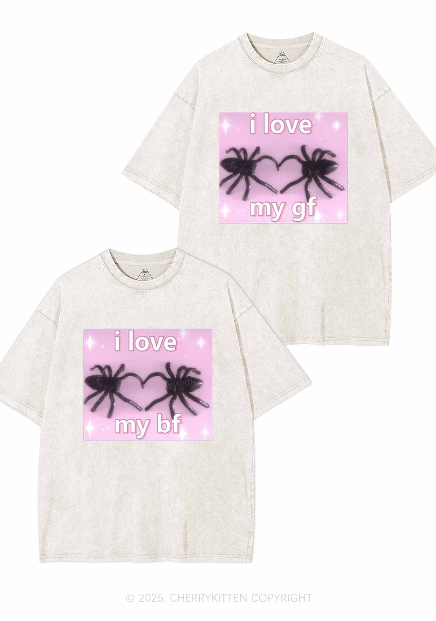 Love My Spider BF GF Y2K Valentine's Day Washed Tee Cherrykitten - Image 4