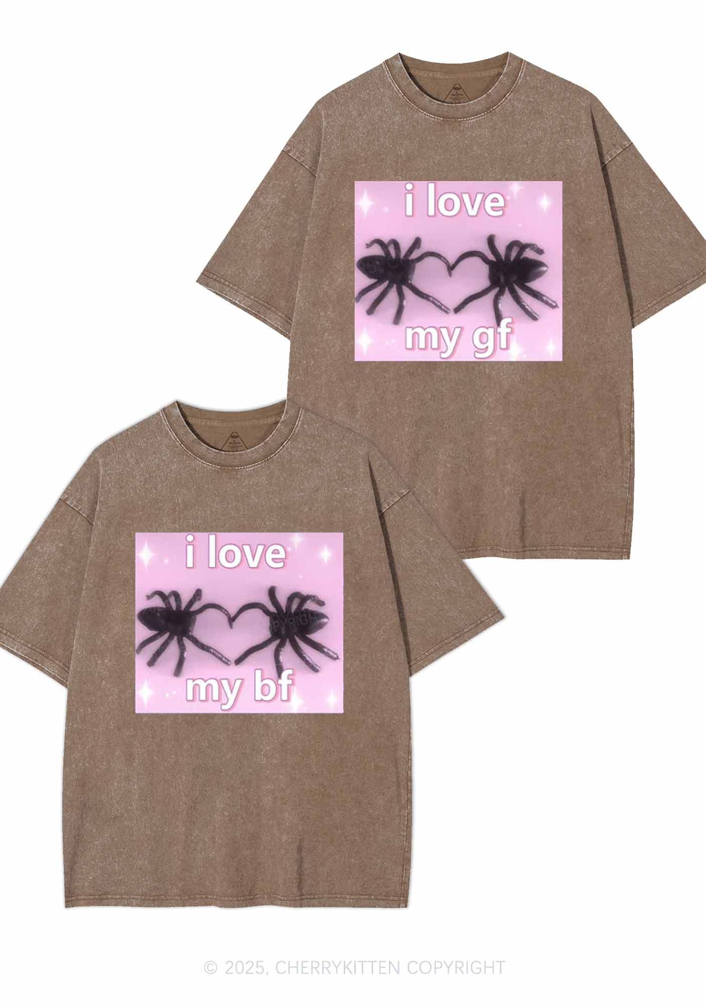 Love My Spider BF GF Y2K Valentine's Day Washed Tee Cherrykitten - Image 5