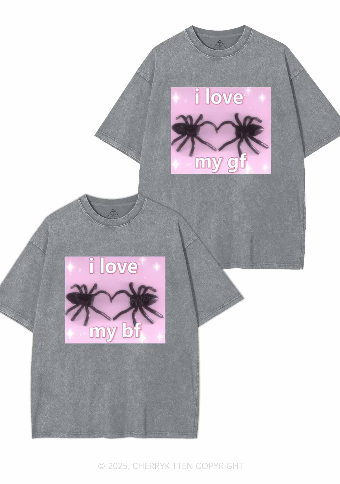 Love My Spider BF GF Y2K Valentine's Day Washed Tee Cherrykitten - Image 6