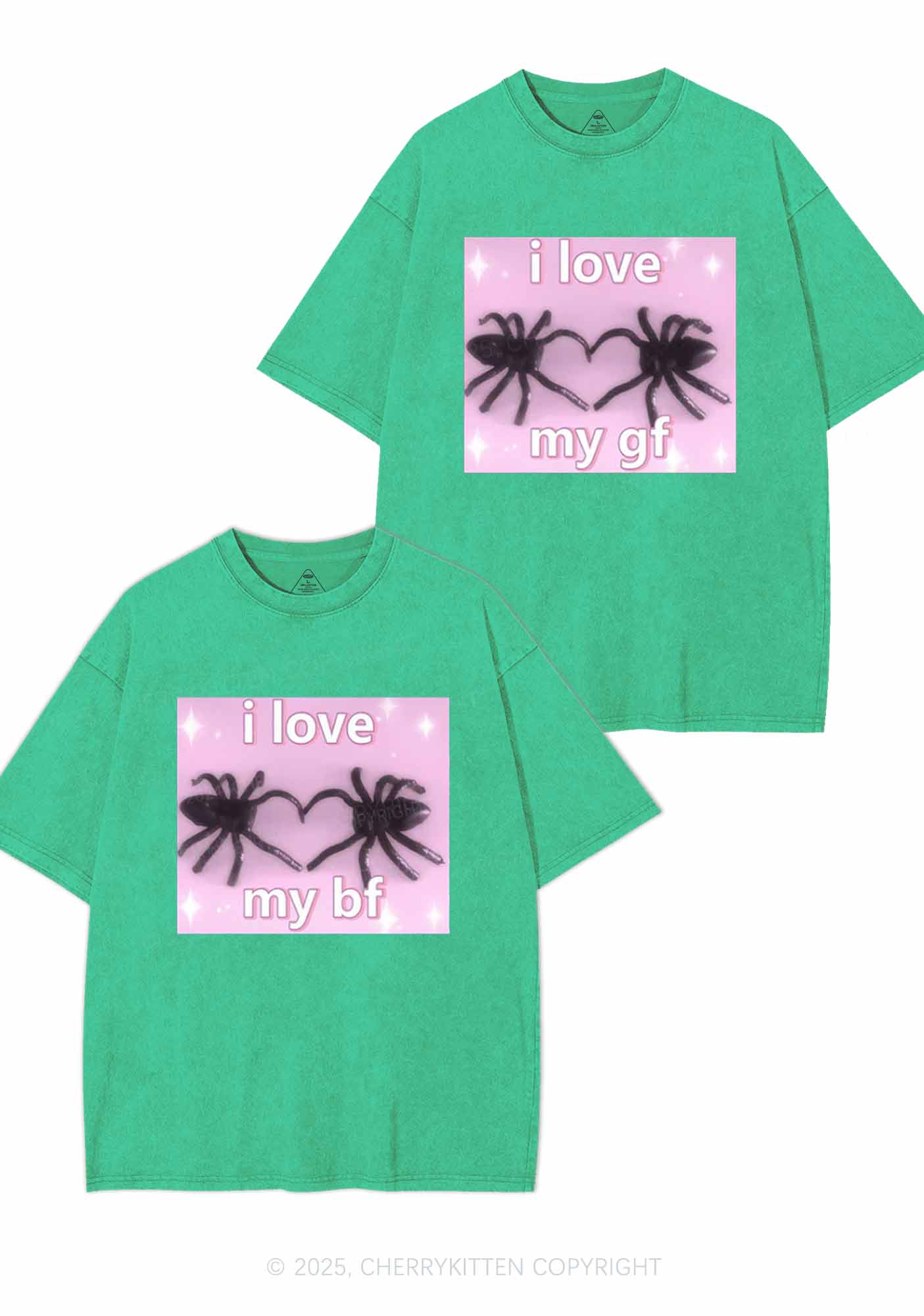 Love My Spider BF GF Y2K Valentine's Day Washed Tee Cherrykitten - Image 7
