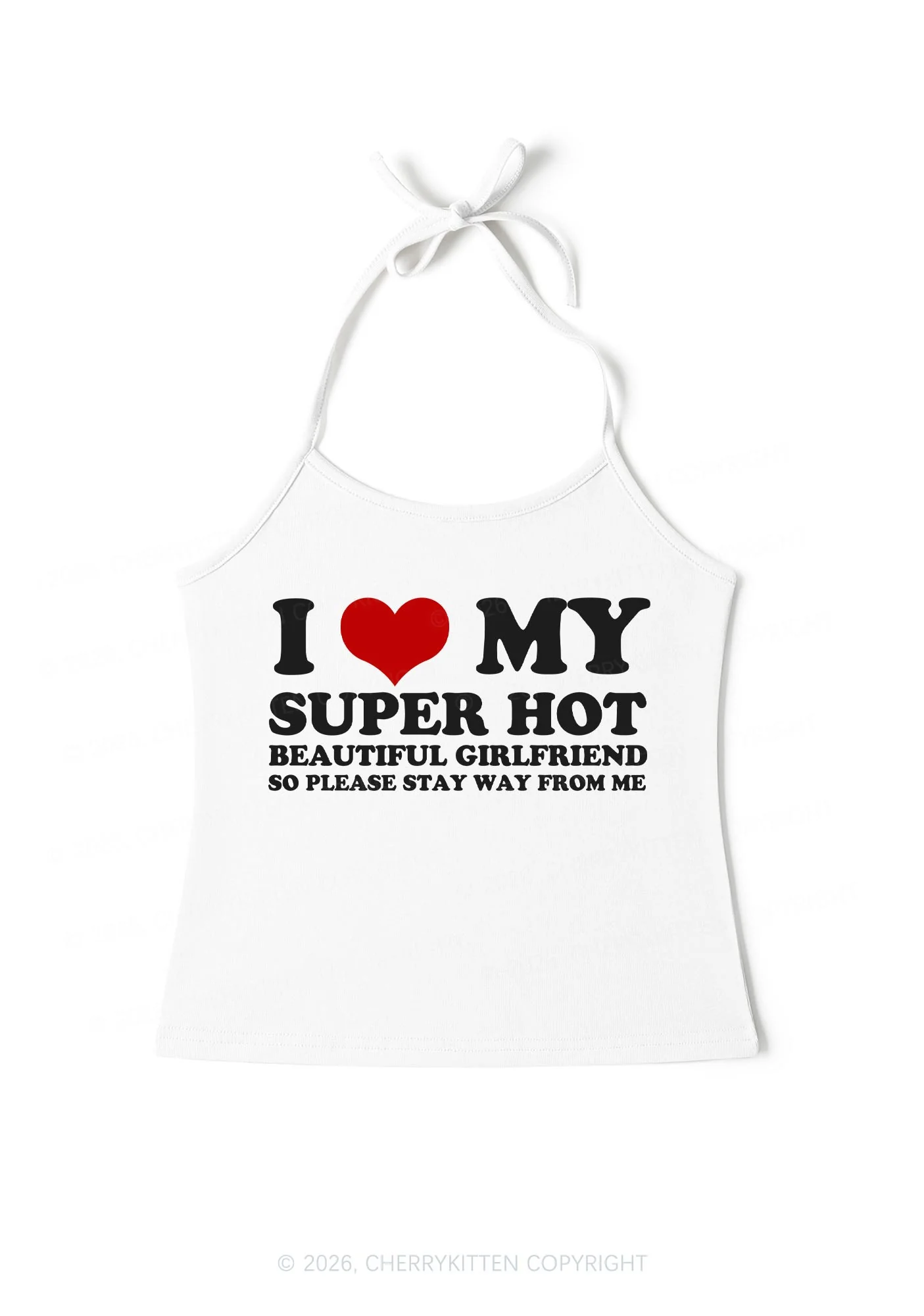 Love My Super Hot GF Valentine's Day Y2K Halter Neck Cami Cherrykitten - Image 12