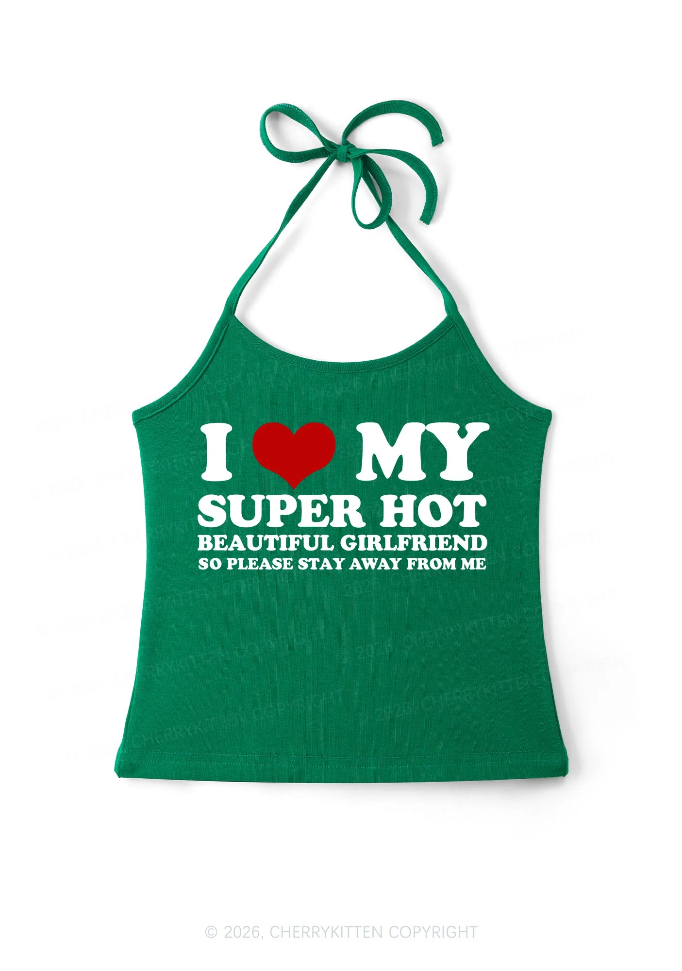 Love My Super Hot GF Valentine's Day Y2K Halter Neck Cami Cherrykitten - Image 7