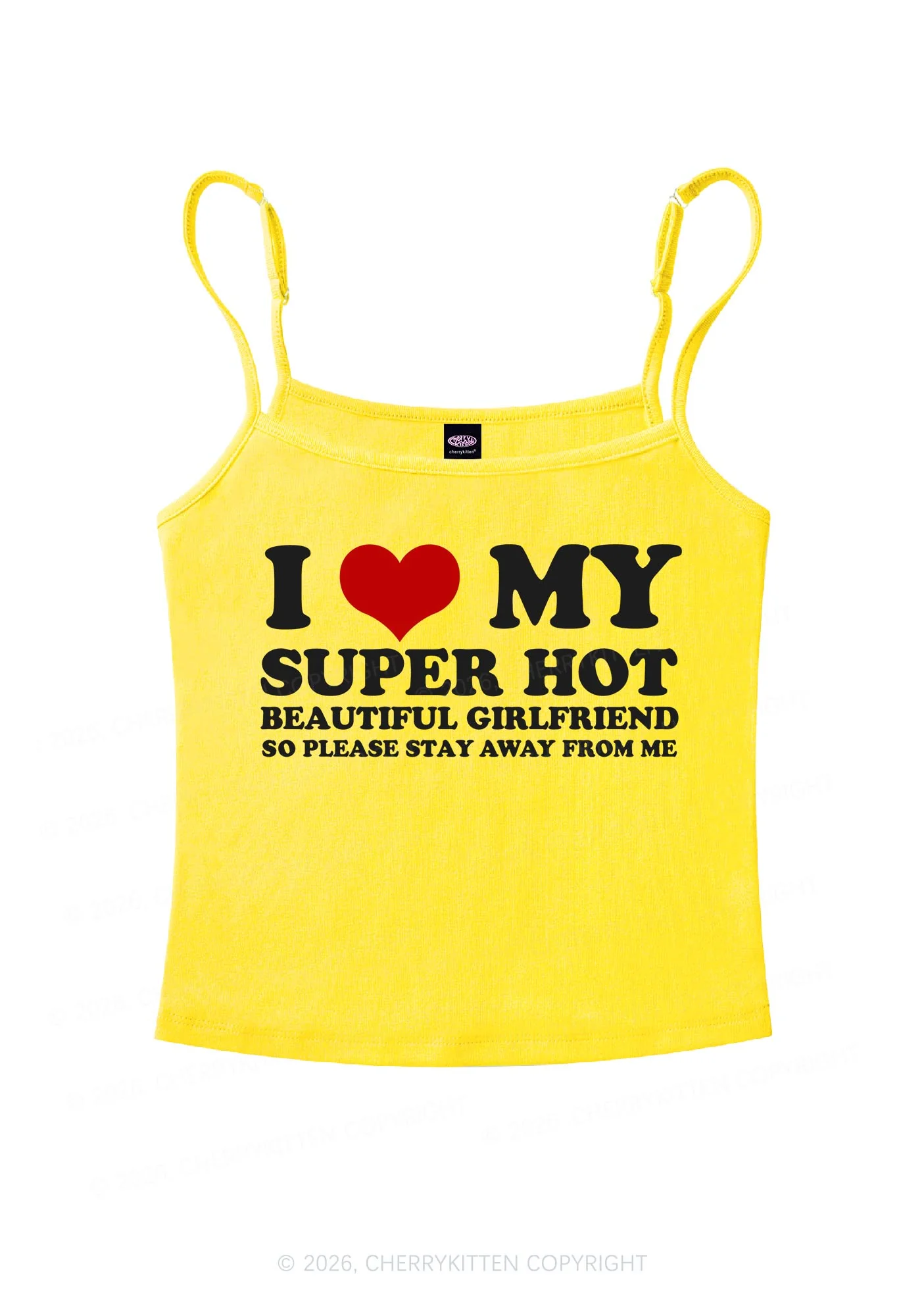 Love My Super Hot GF Valentine's Day Y2K Spaghetti Strap Cami Cherrykitten - Image 3