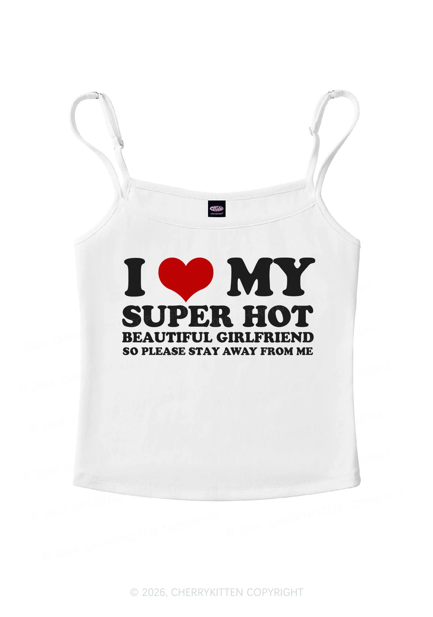 Love My Super Hot GF Valentine's Day Y2K Spaghetti Strap Cami Cherrykitten - Image 4