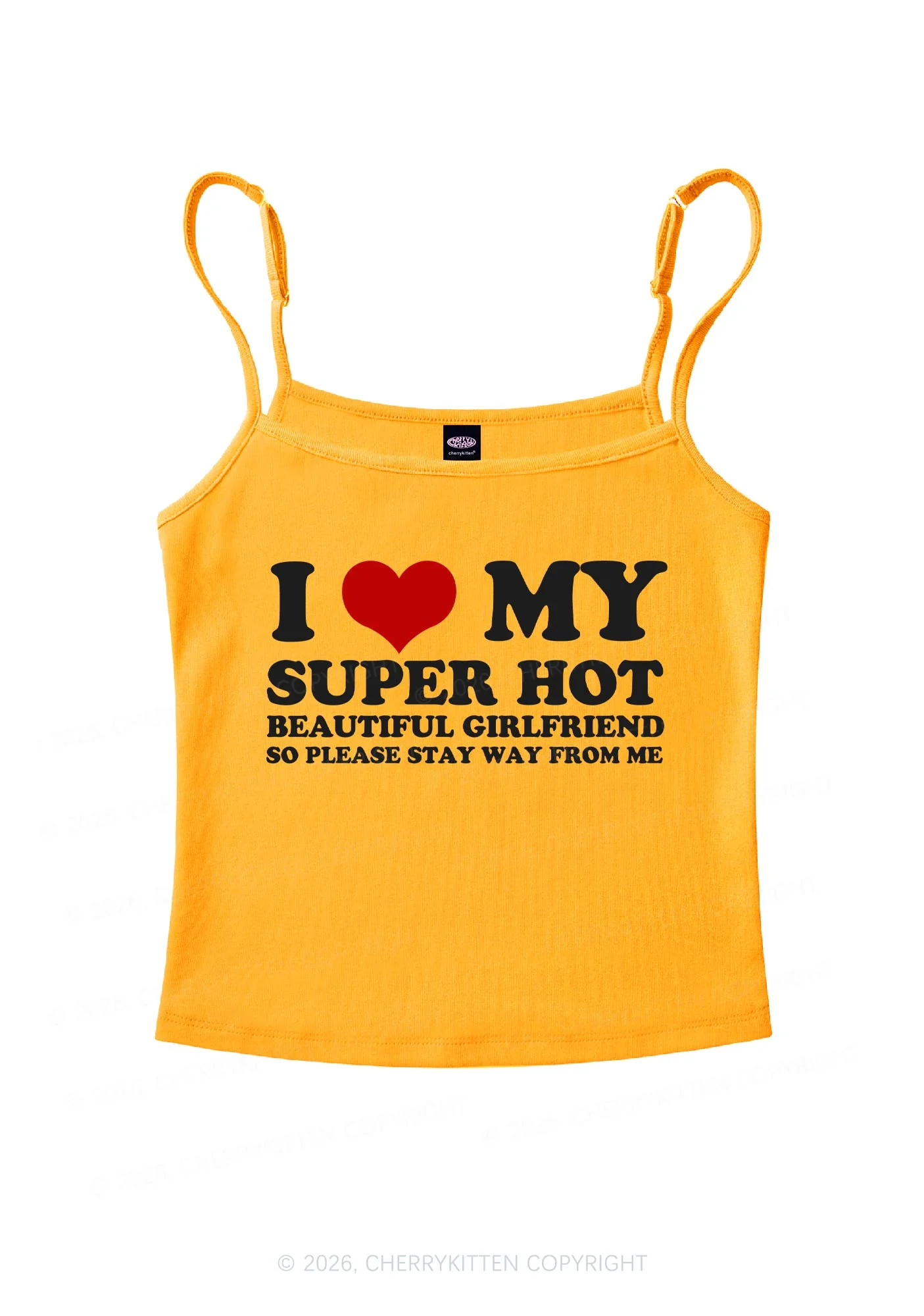 Love My Super Hot GF Valentine's Day Y2K Spaghetti Strap Cami Cherrykitten - Image 7
