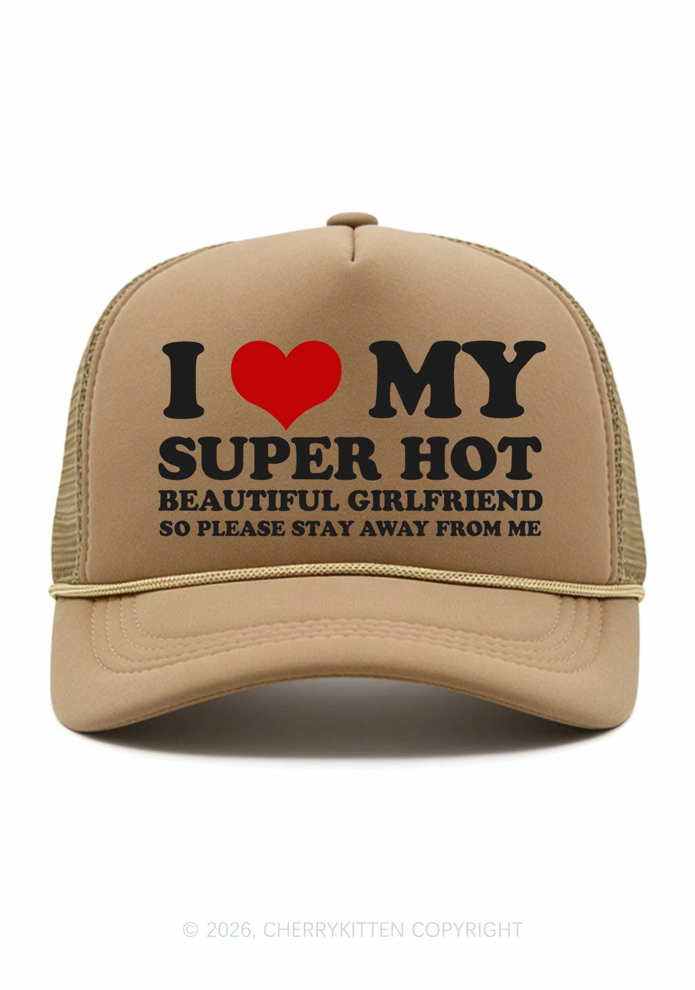 Love My Super Hot GF Valentine's Day Y2K Trucker Hat Cherrykitten - Image 12