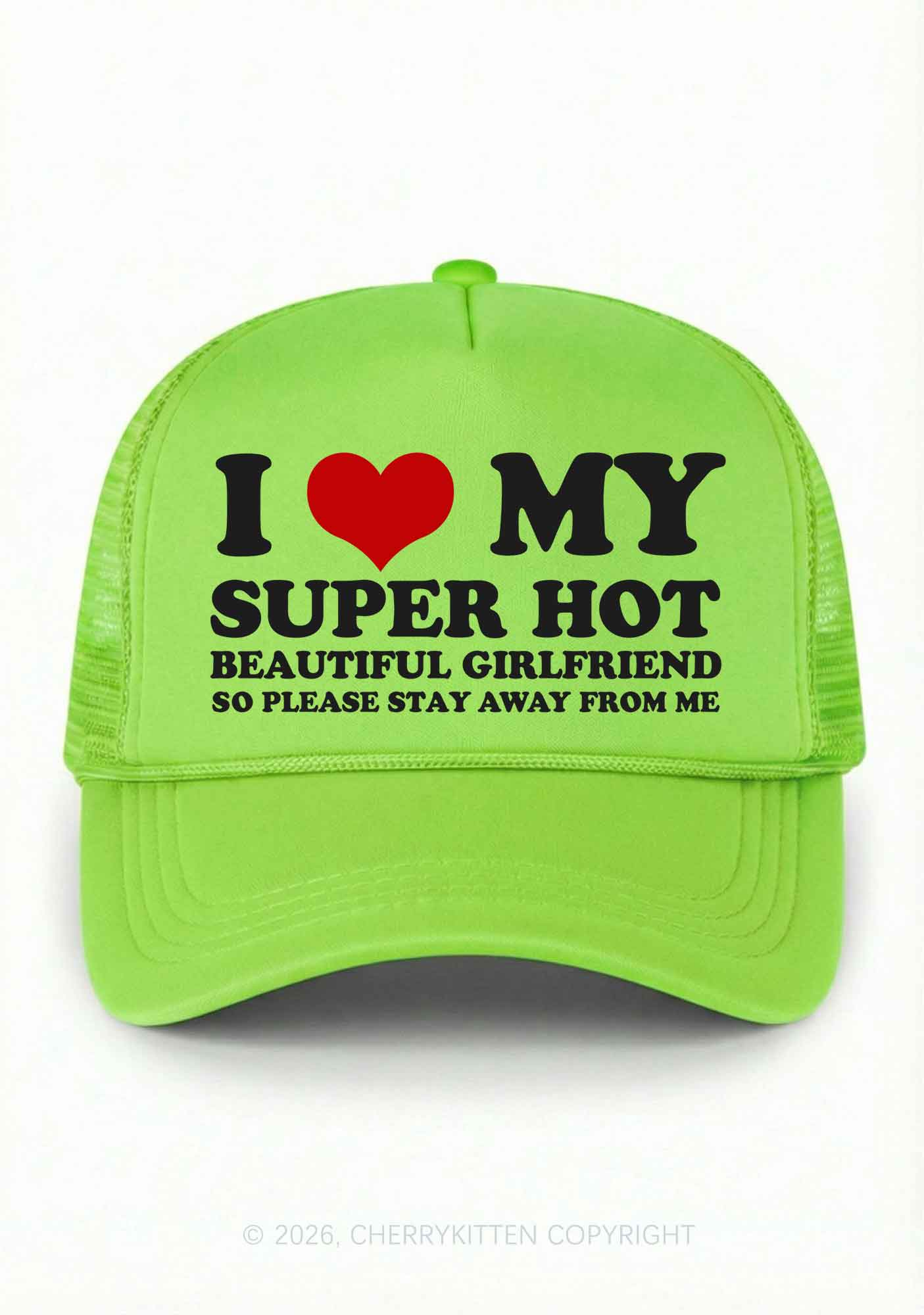 Love My Super Hot GF Valentine's Day Y2K Trucker Hat Cherrykitten - Image 13