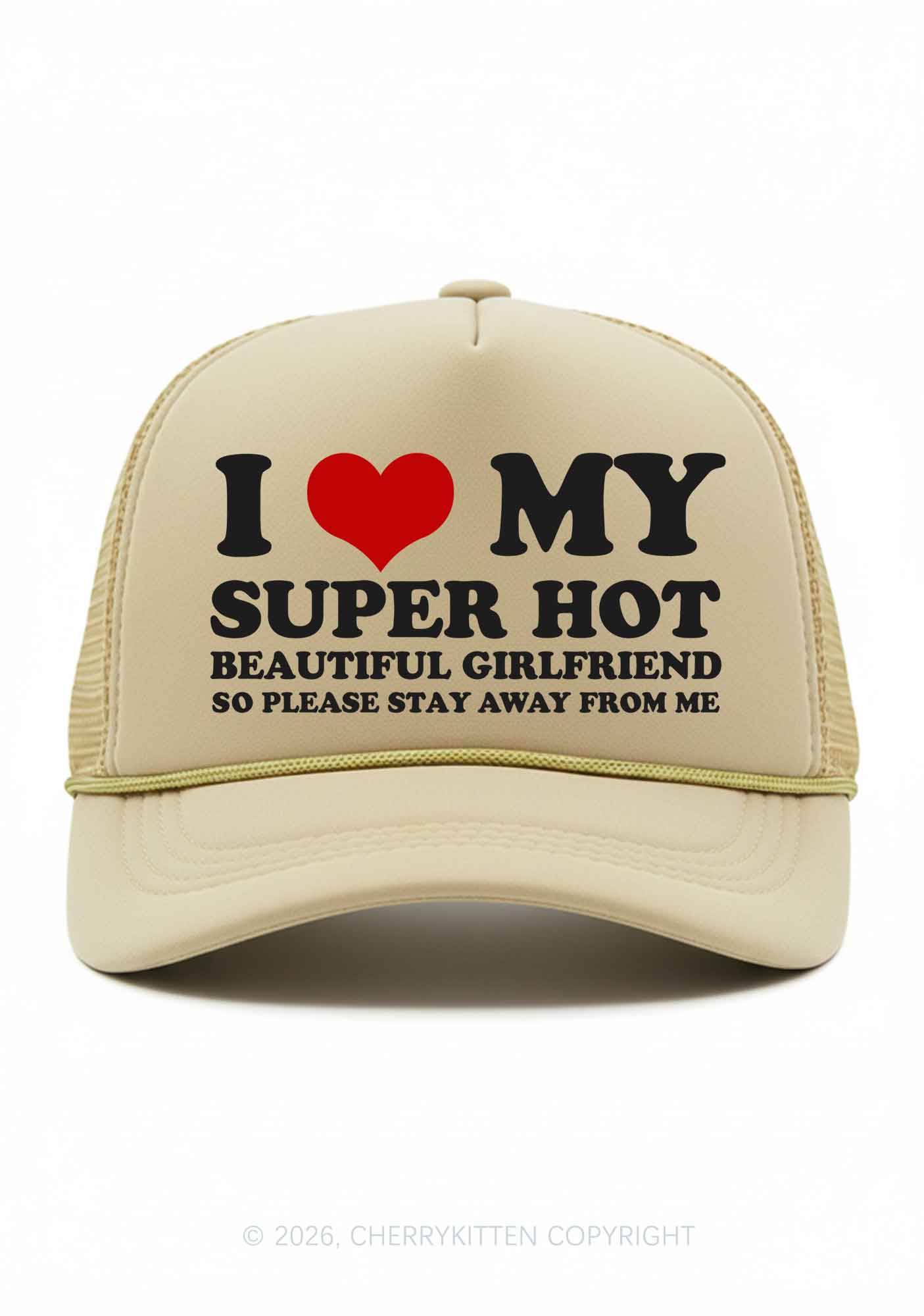 Love My Super Hot GF Valentine's Day Y2K Trucker Hat Cherrykitten - Image 14