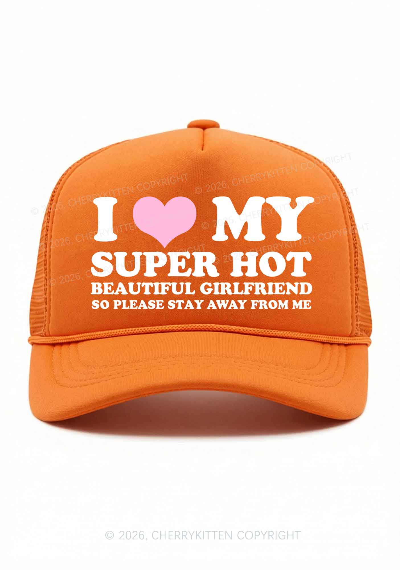 Love My Super Hot GF Valentine's Day Y2K Trucker Hat Cherrykitten - Image 15