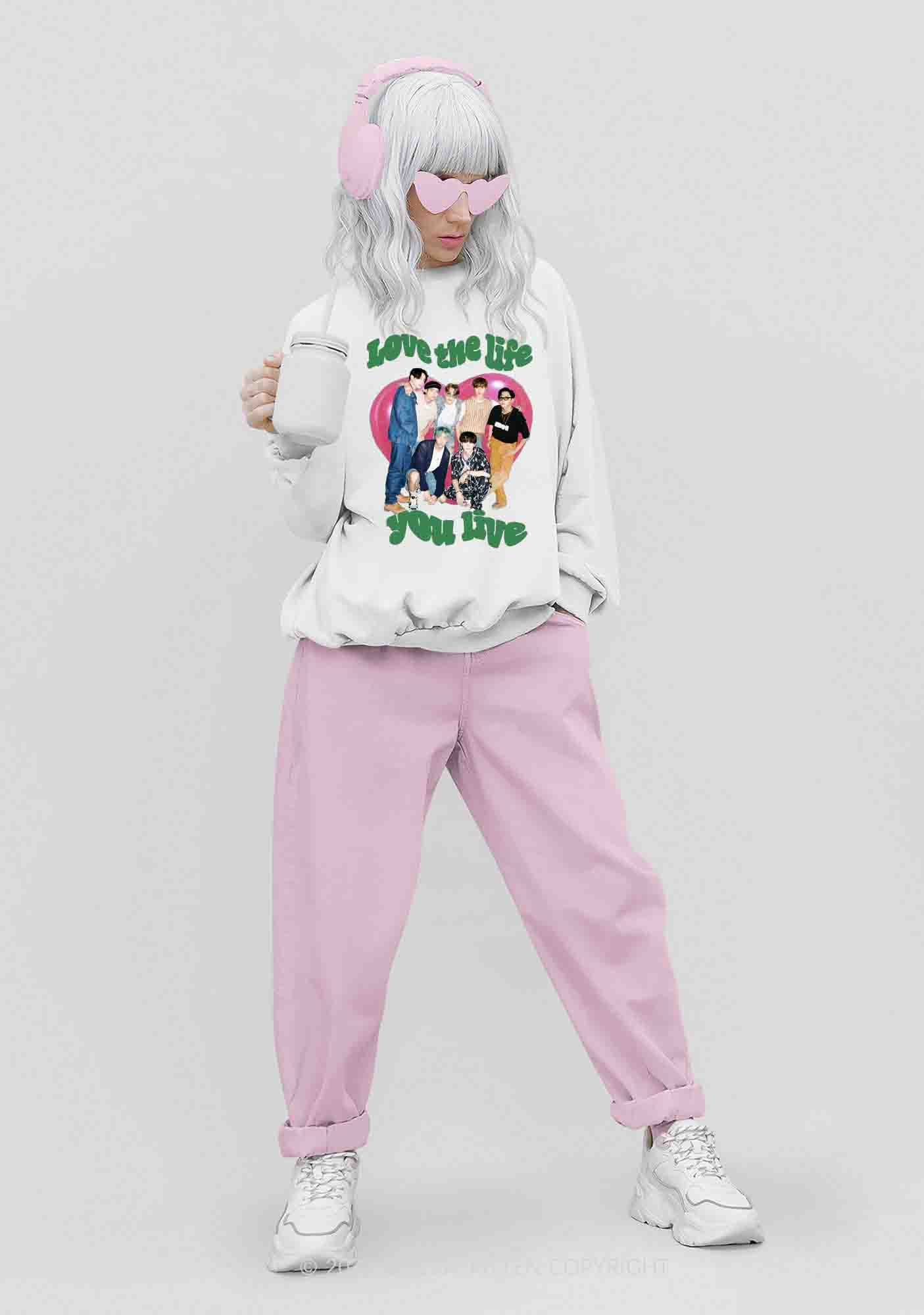 Love The Life You Live Kpop Y2K Sweatshirt Cherrykitten - Image 2