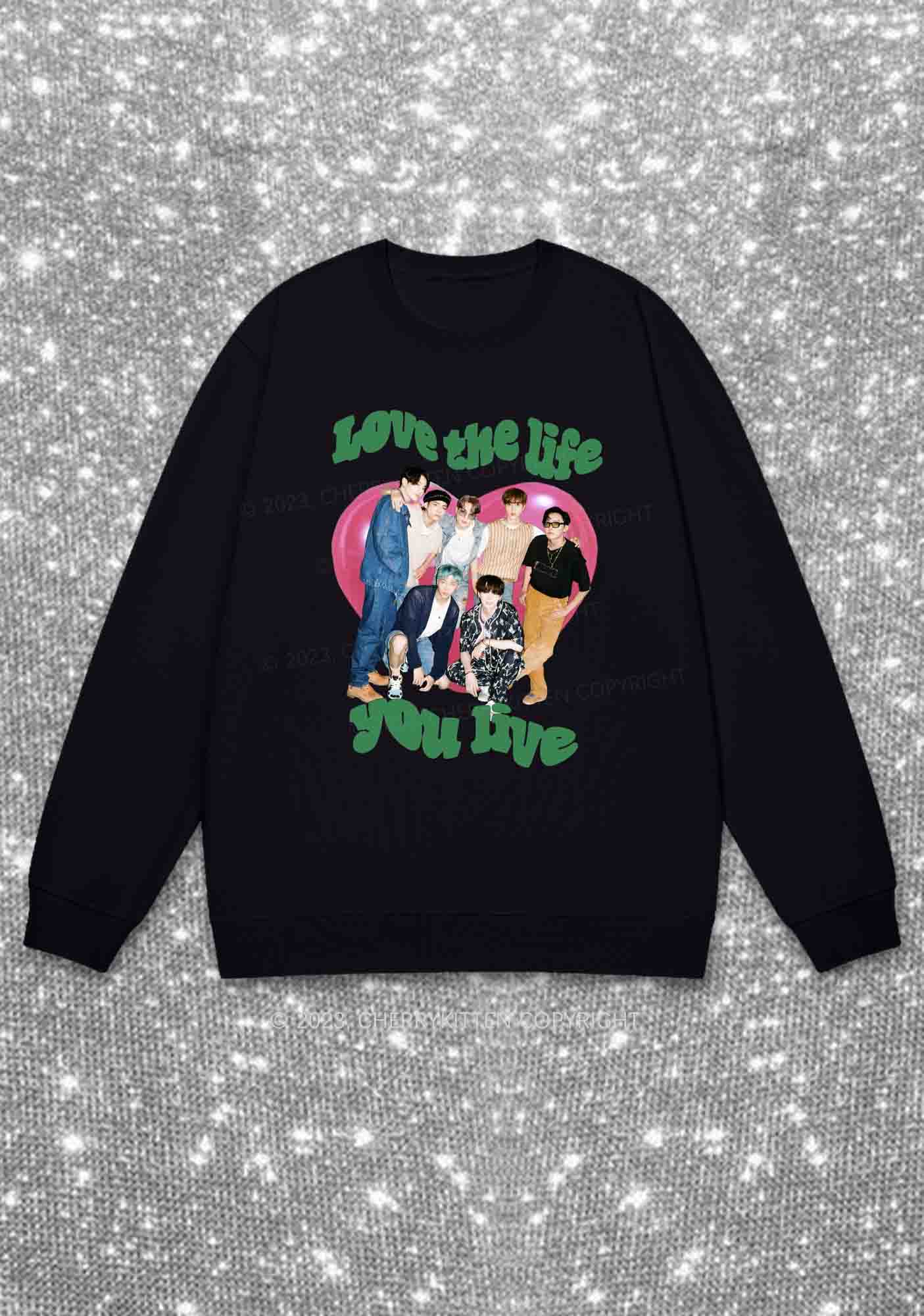Love The Life You Live Kpop Y2K Sweatshirt Cherrykitten - Image 3