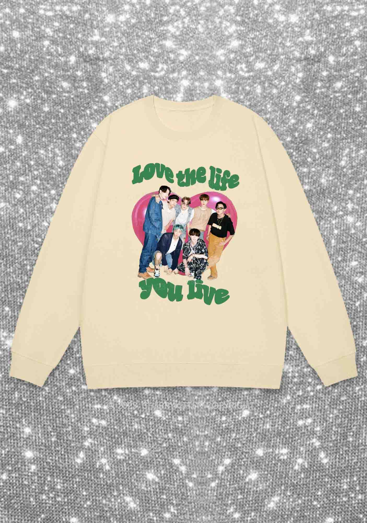 Love The Life You Live Kpop Y2K Sweatshirt Cherrykitten - Image 4