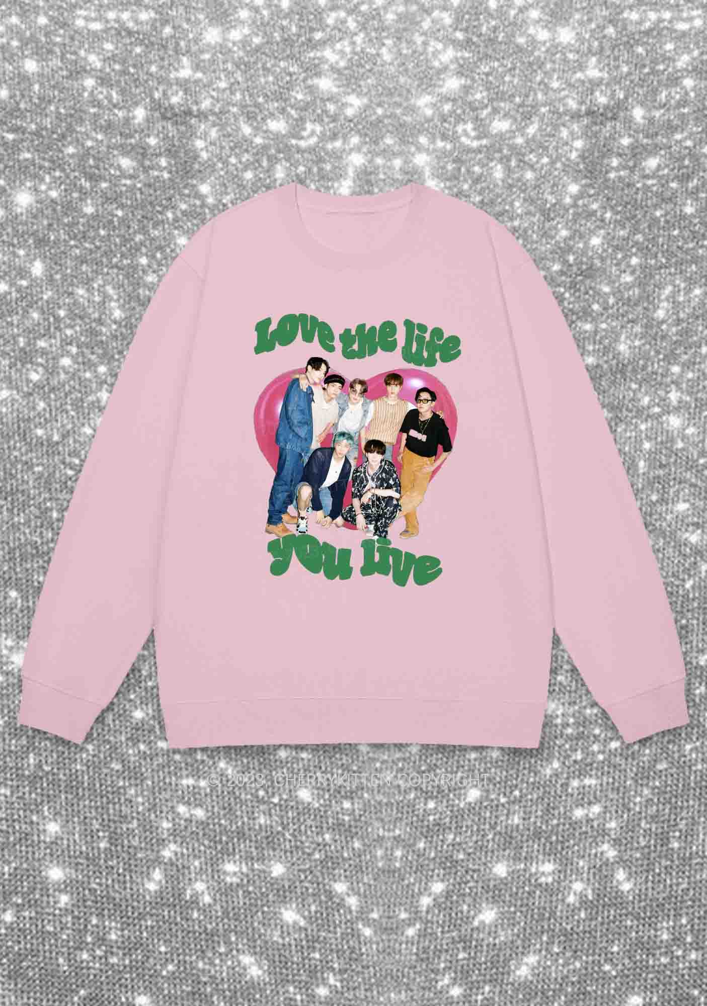 Love The Life You Live Kpop Y2K Sweatshirt Cherrykitten - Image 5