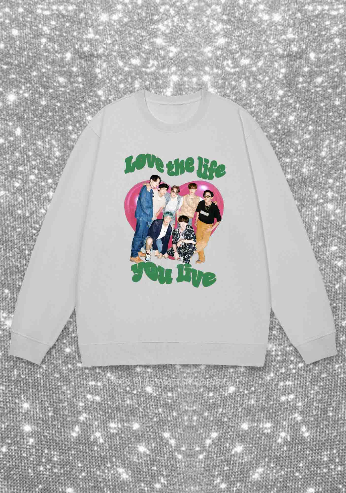 Love The Life You Live Kpop Y2K Sweatshirt Cherrykitten - Image 6