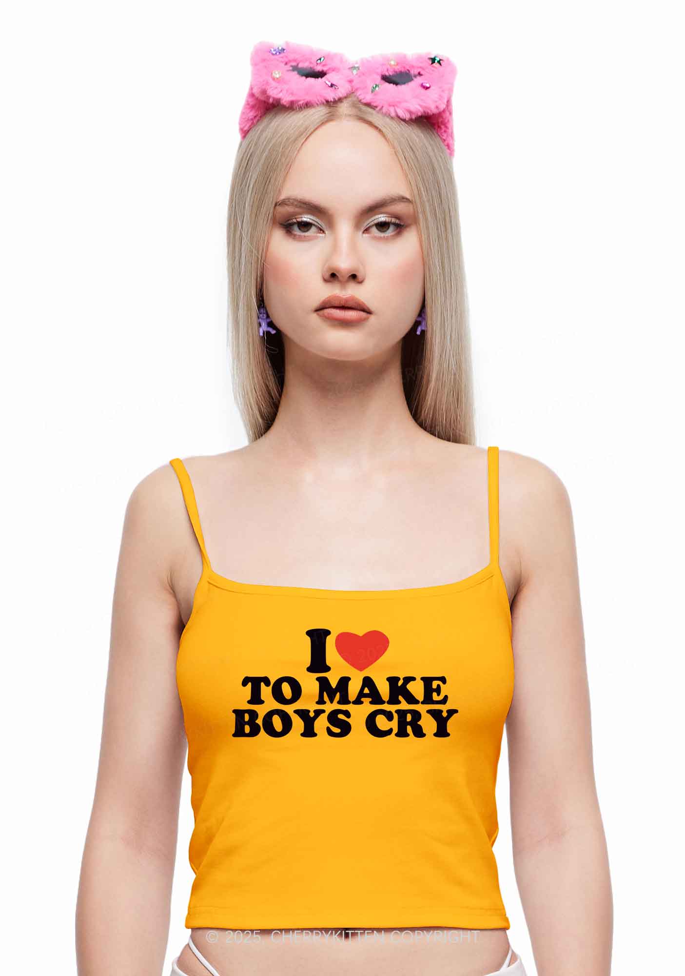 Love To Make Boys Cry Y2K Spaghetti Strap Cami Cherrykitten - Image 2