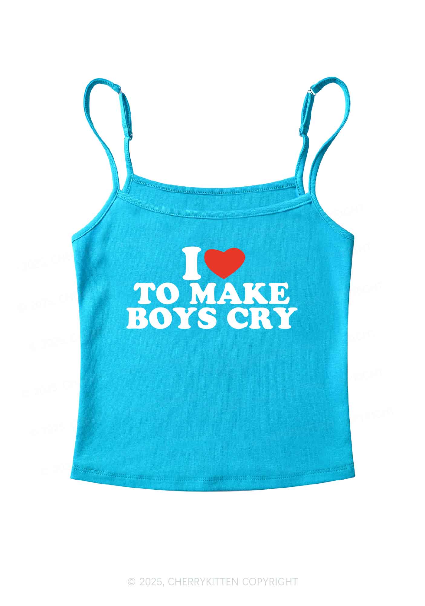Love To Make Boys Cry Y2K Spaghetti Strap Cami Cherrykitten - Image 4