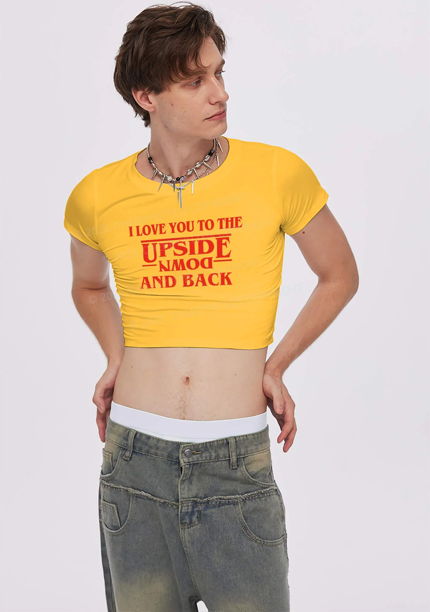 Love You Upside Down Y2K Baby Tee Cherrykitten - Image 2