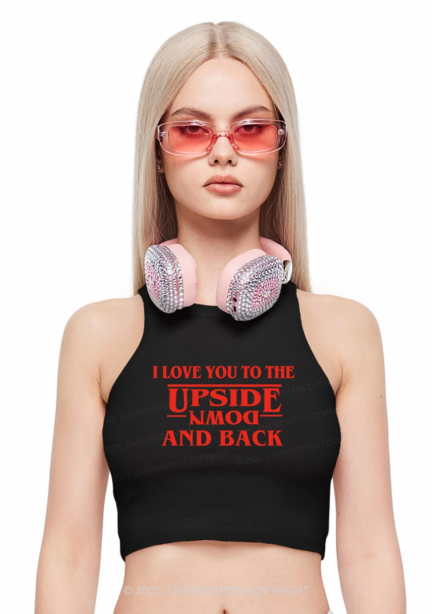 Love You Upside Down Y2K Crop Tank Top Cherrykitten - Image 2