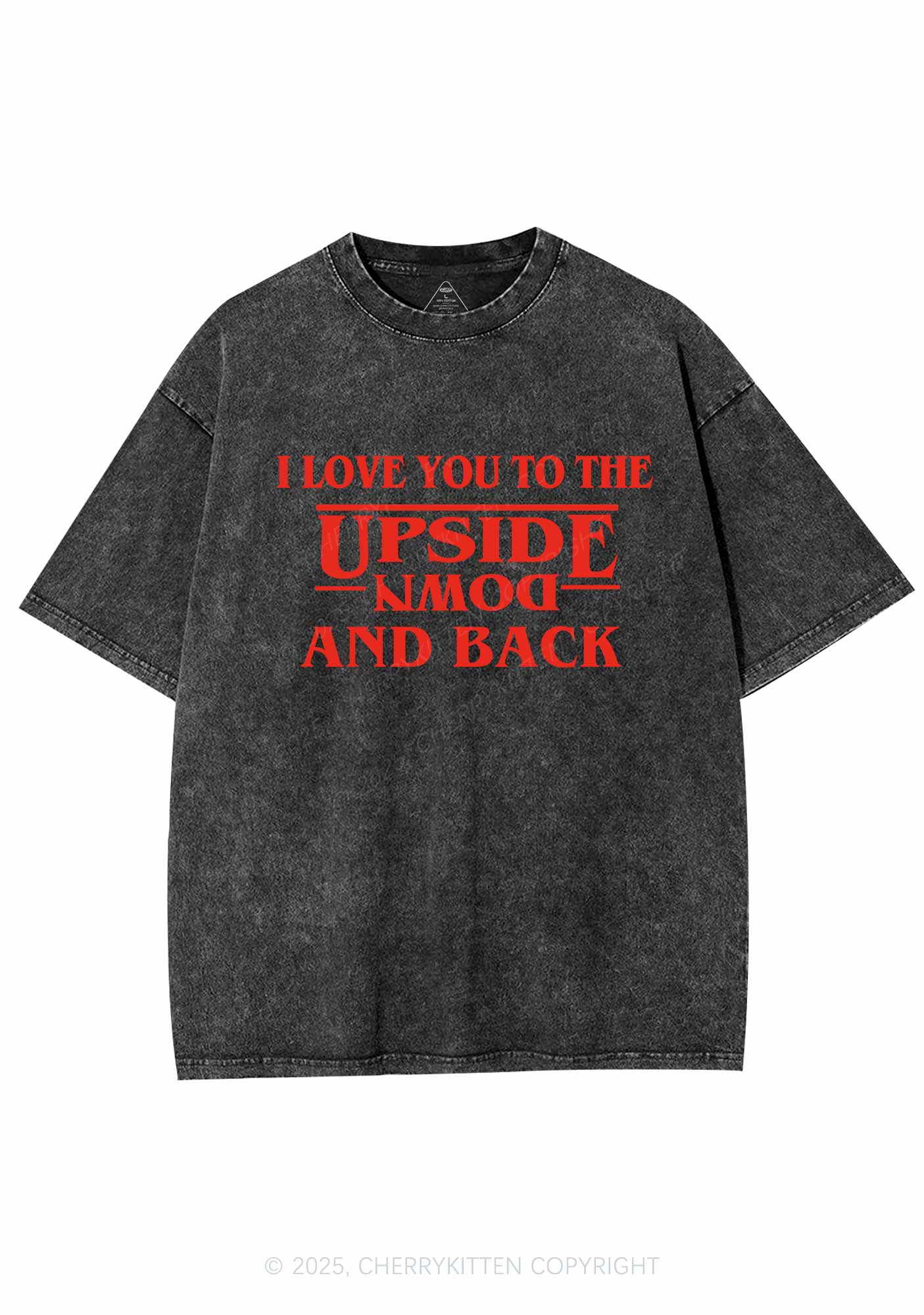 Love You Upside Down Y2K Shirts Washed Tee Cherrykitten - Image 3