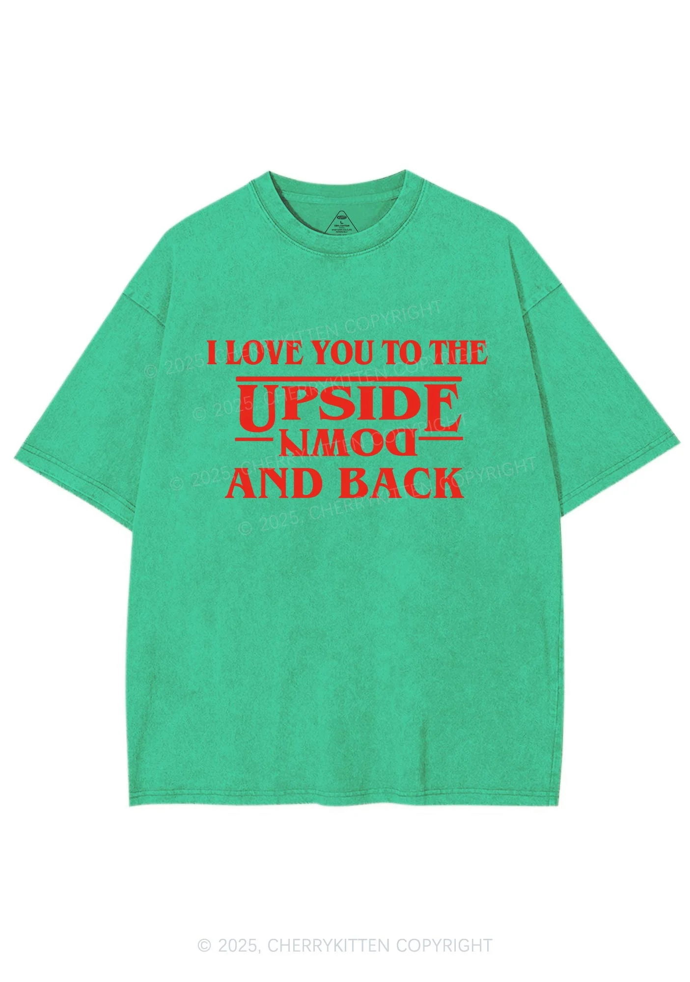 Love You Upside Down Y2K Shirts Washed Tee Cherrykitten - Image 8