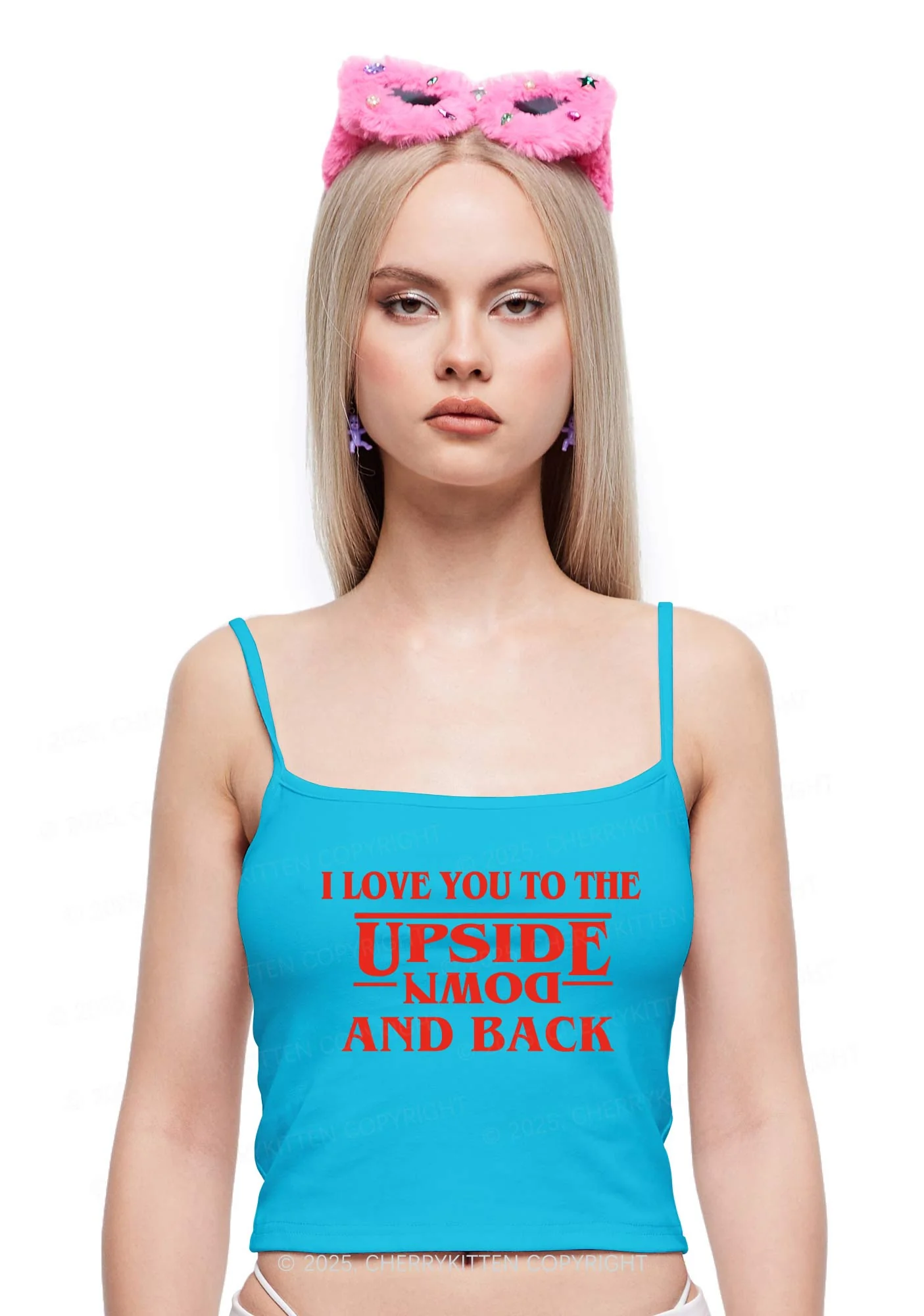 Love You Upside Down Y2K Spaghetti Strap Cami Cherrykitten - Image 2