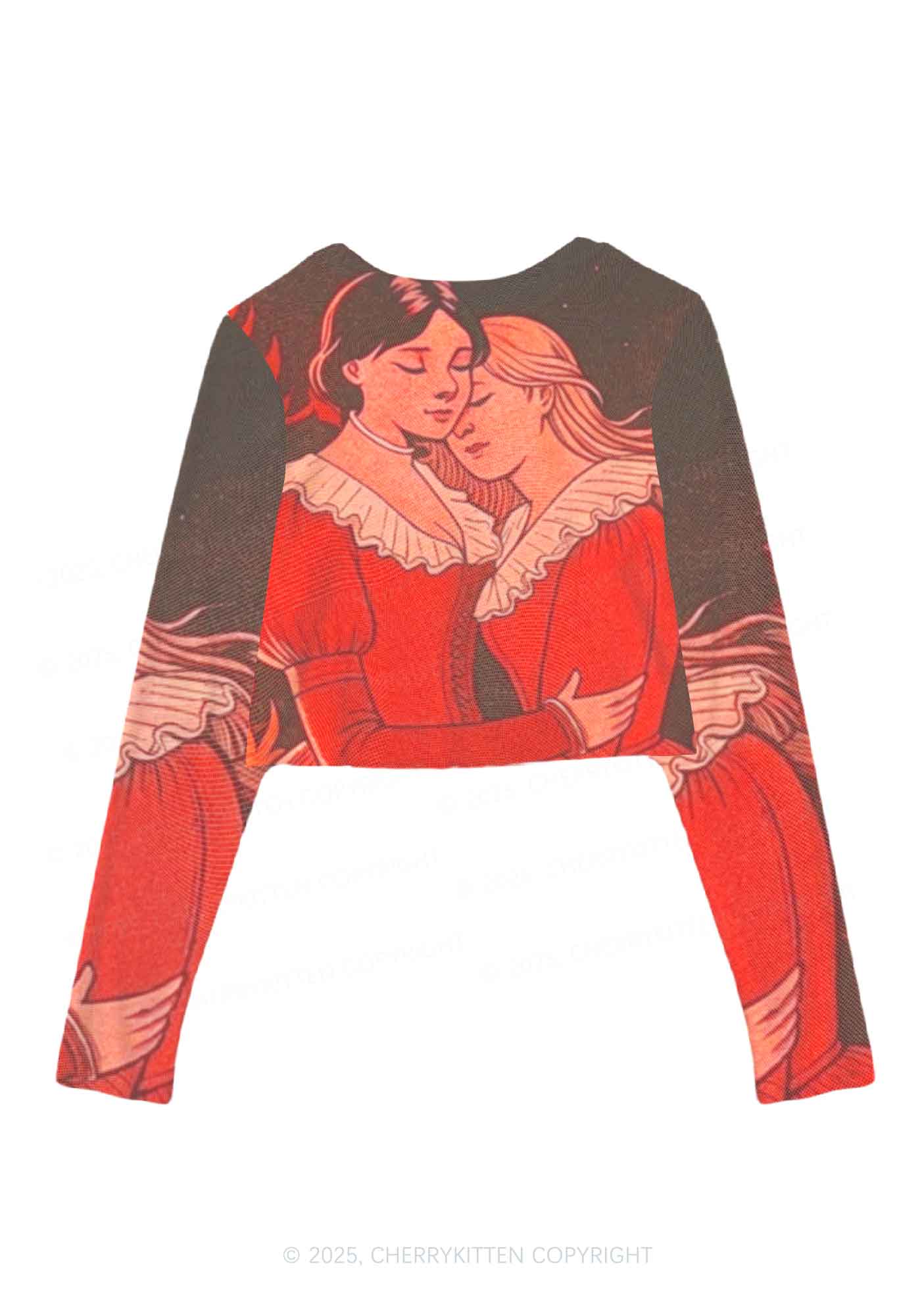 Lover Girls Pride Y2K Mesh Long Sleeve Crop Top Cherrykitten - Image 2