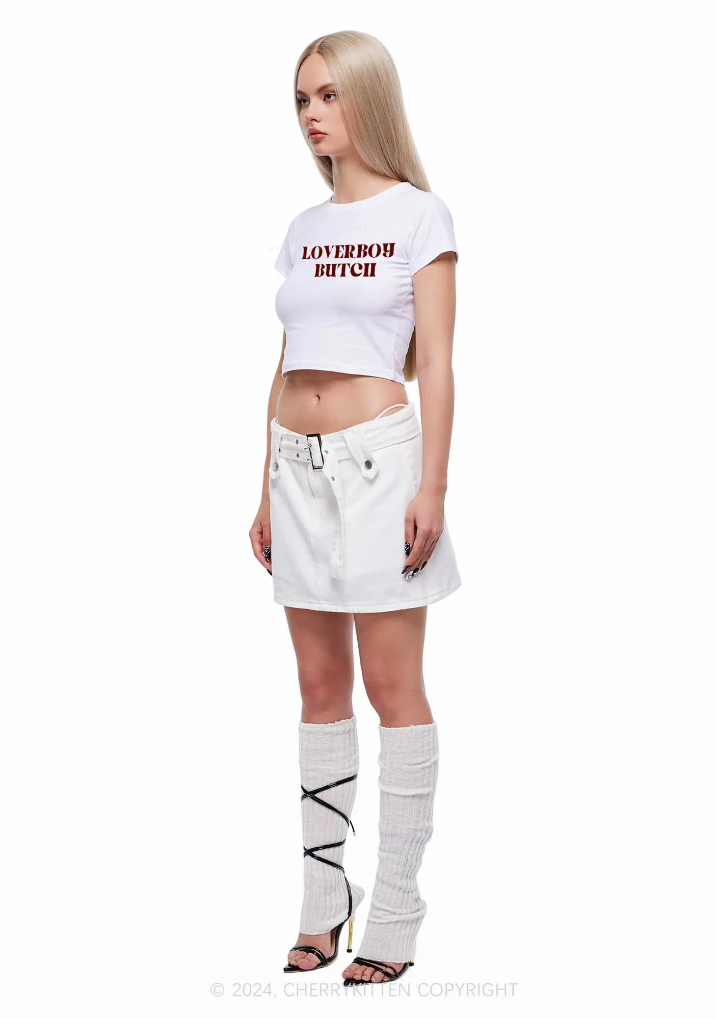 Loverboy Butch Y2K Baby Tee Cherrykitten - Image 3