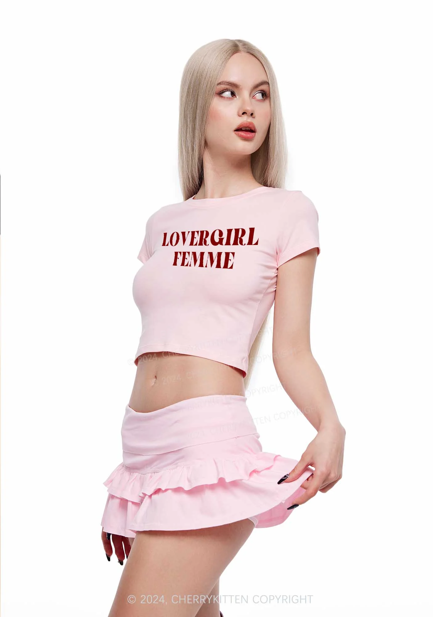 Lovergirl Femme Y2K Baby Tee Cherrykitten - Image 4