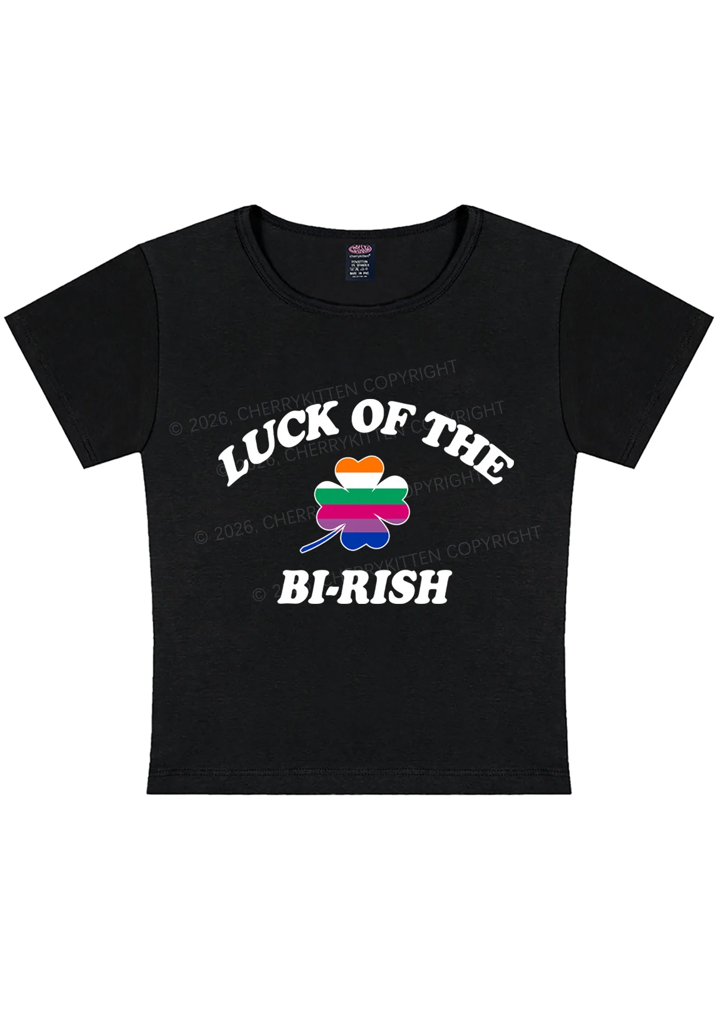 Luck Of The Bi Rish St Patricks Y2K Baby Tee Cherrykitten - Image 3