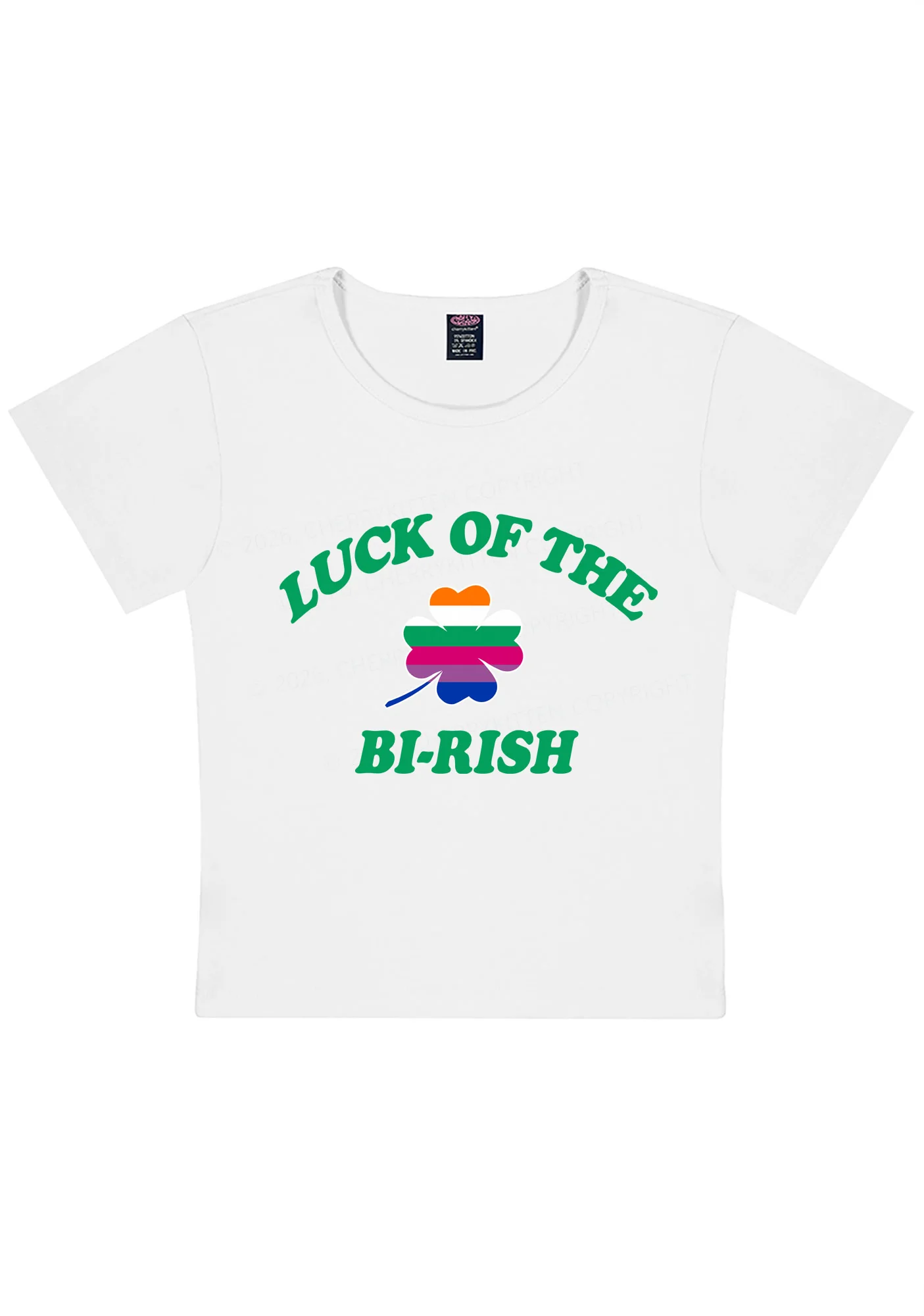 Luck Of The Bi Rish St Patricks Y2K Baby Tee Cherrykitten - Image 4