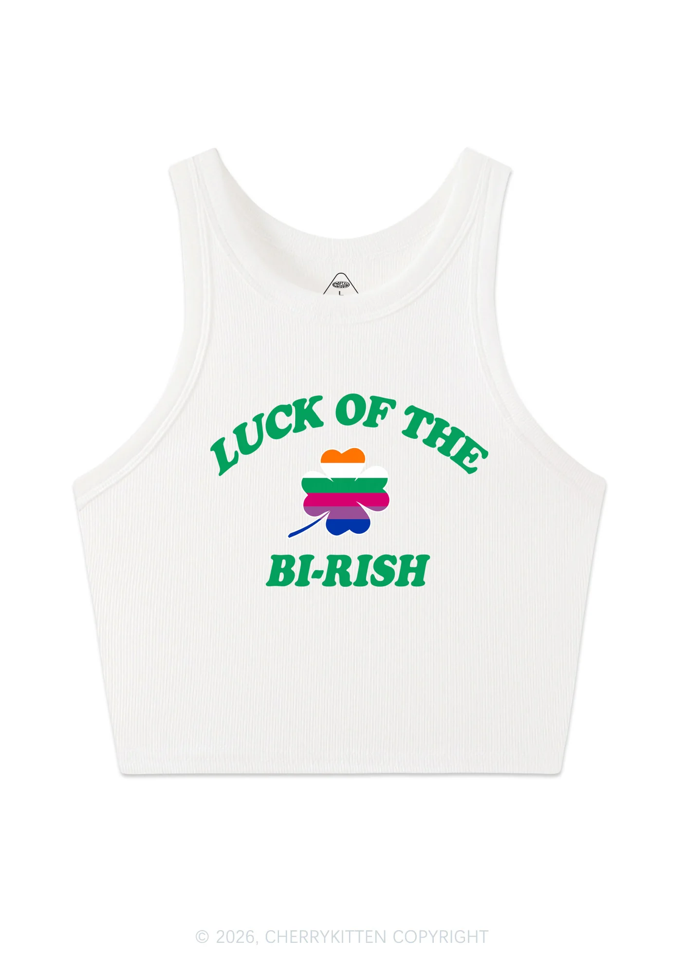 Luck Of The Bi Rish St Patricks Y2K Crop Tank Top Cherrykitten - Image 3