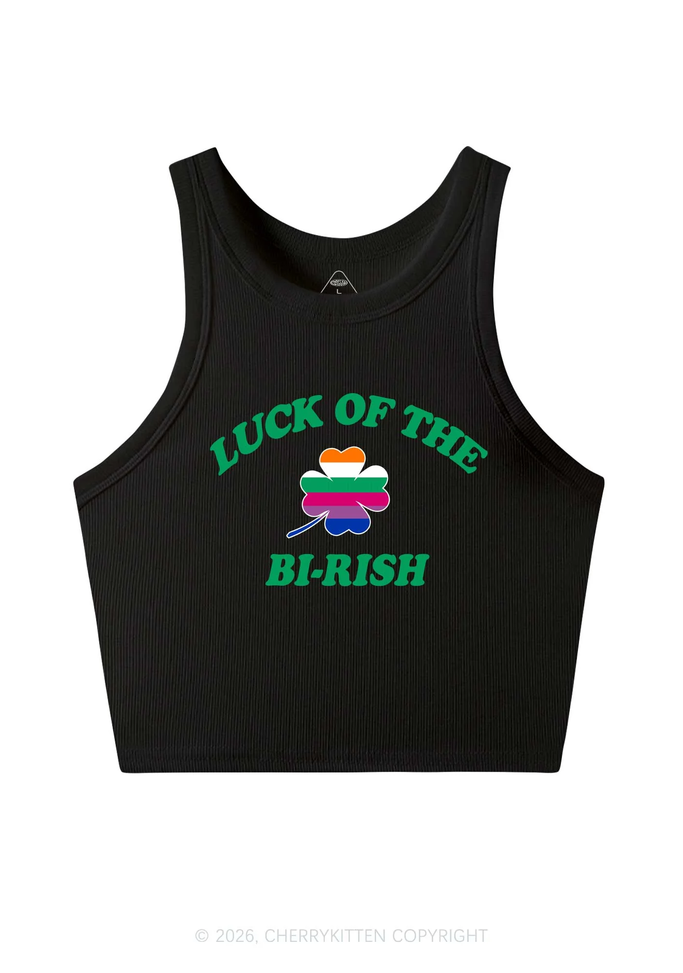 Luck Of The Bi Rish St Patricks Y2K Crop Tank Top Cherrykitten - Image 4