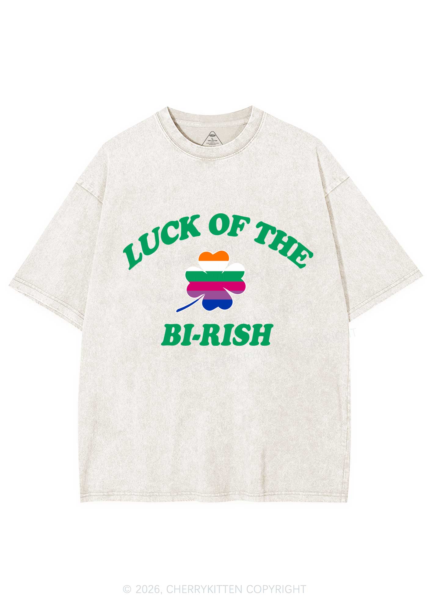 Luck Of The Bi Rish St Patricks Y2K Shirts Washed Tee Cherrykitten - Image 3